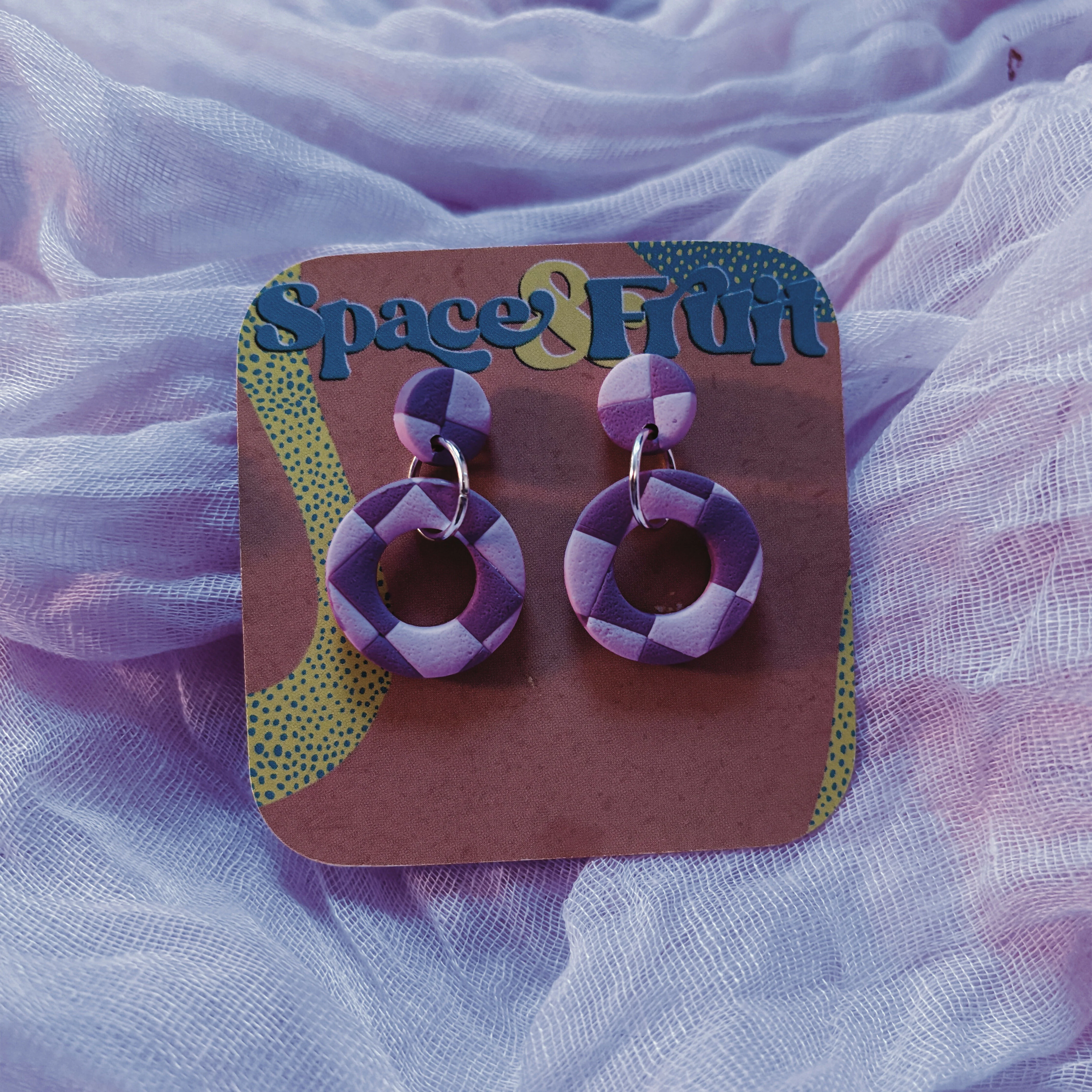 Geometric Hoop Polymer Clay Earrings - Image 2