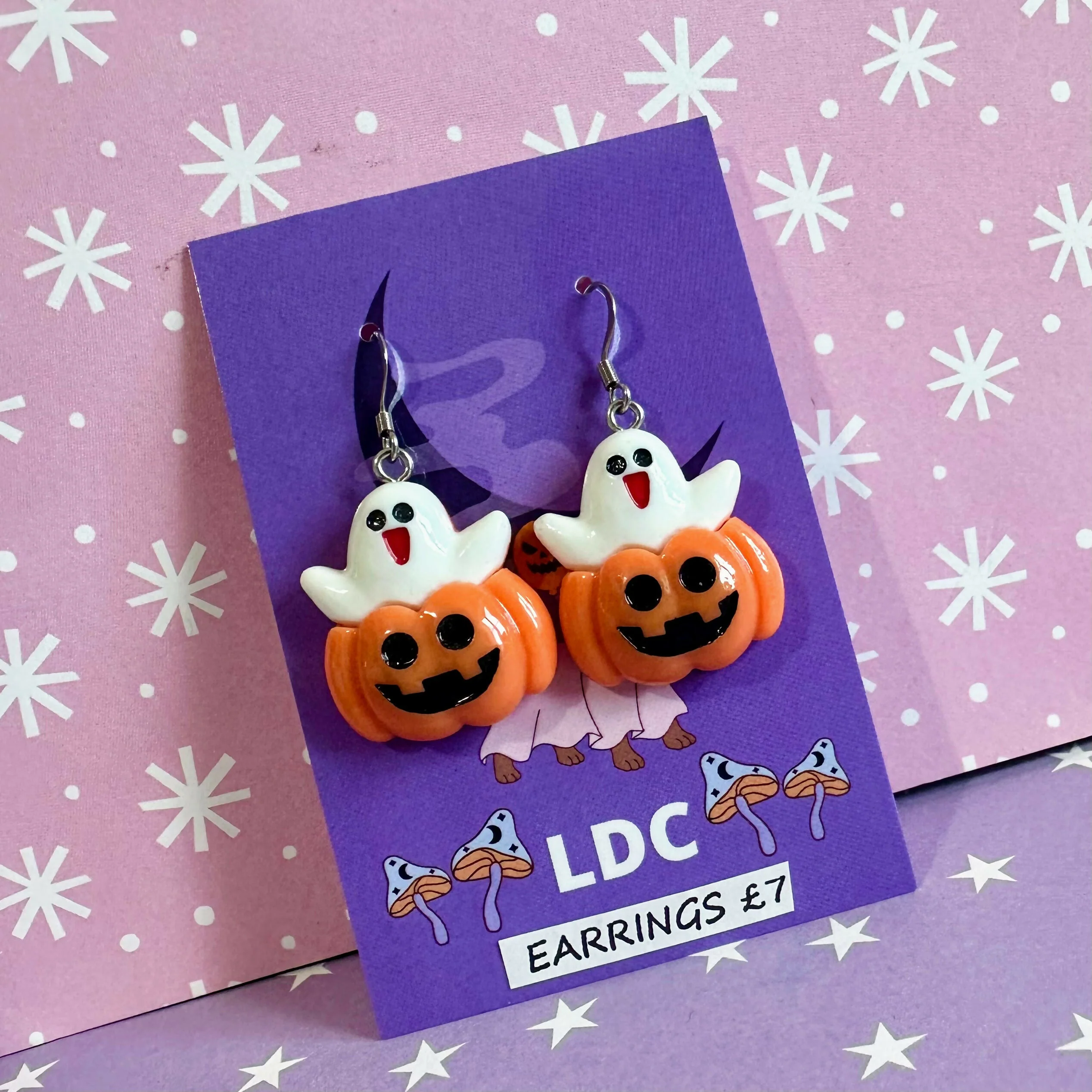 Ghost Pumpkin Earrings - Image 2