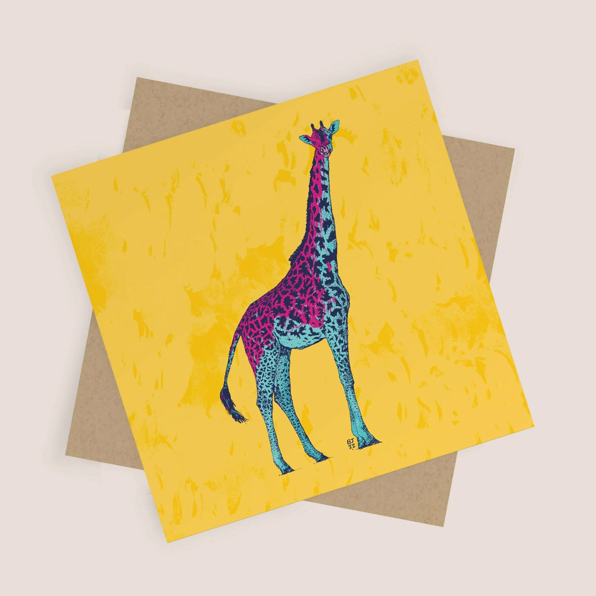 Giraffe - Colourful Animal Greeting Card