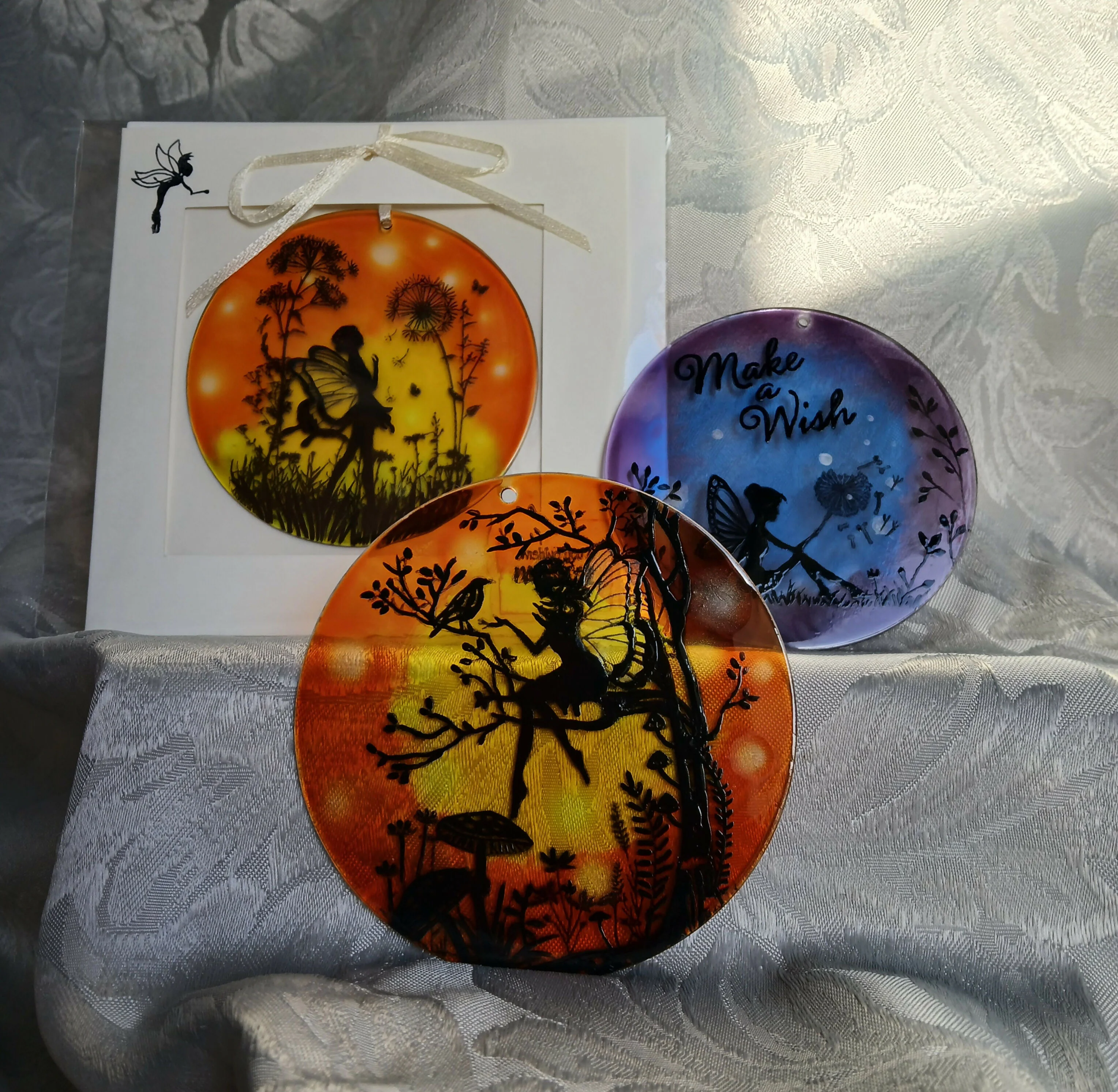 Hand Painted Glass Suncatcher with Fairy Scene. - Image 2