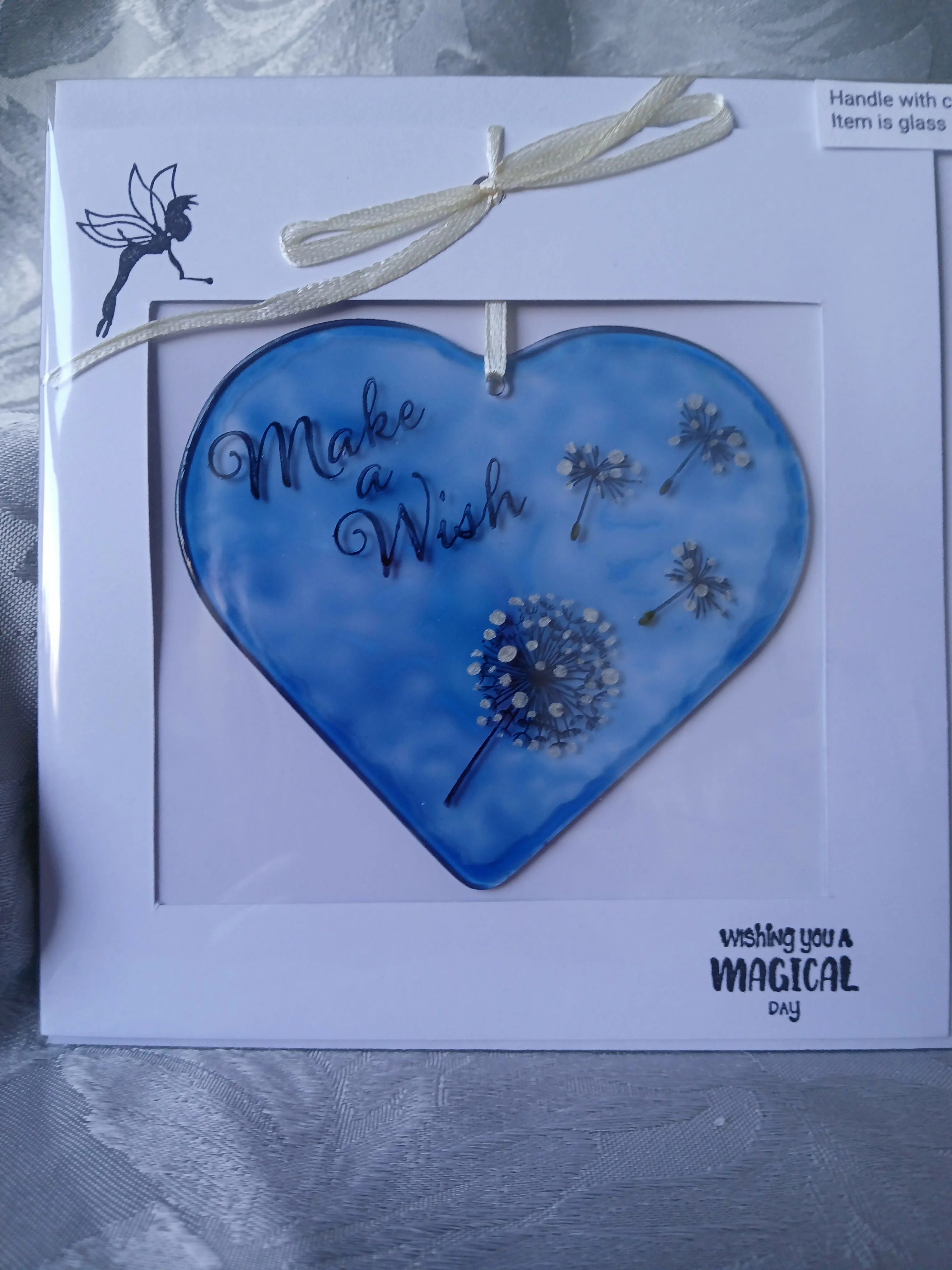 Glass Heart 'Make A Wish' Card and Gift.