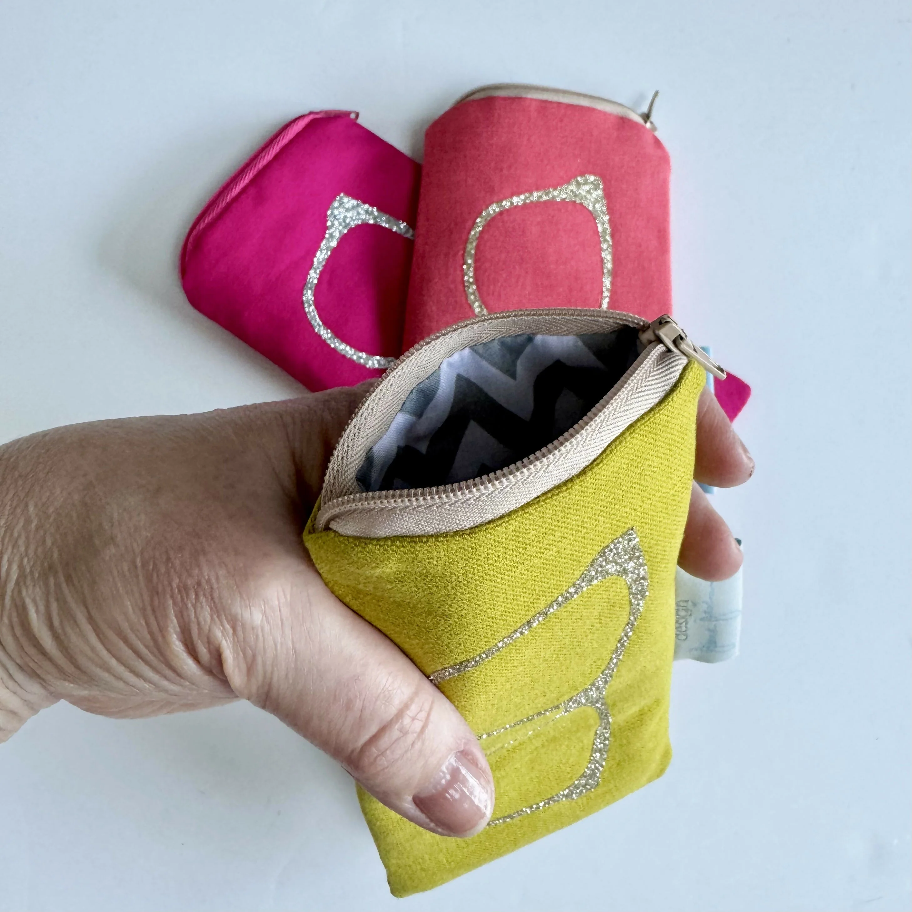 Glasses Case -Cerise with Silver Glitter - Image 2