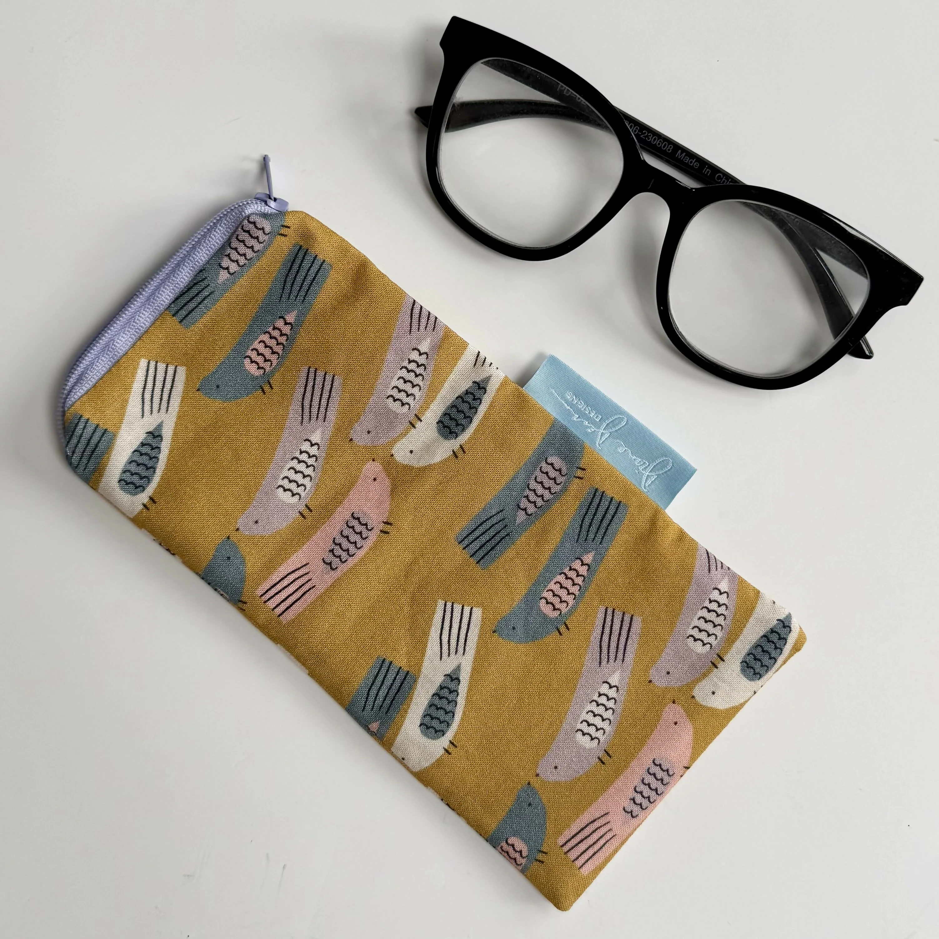 Glasses Case - Mustard Birds