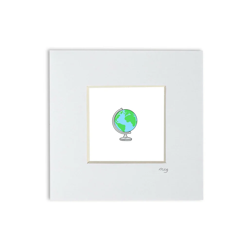 Globe 4x4" Mounted Mini Print