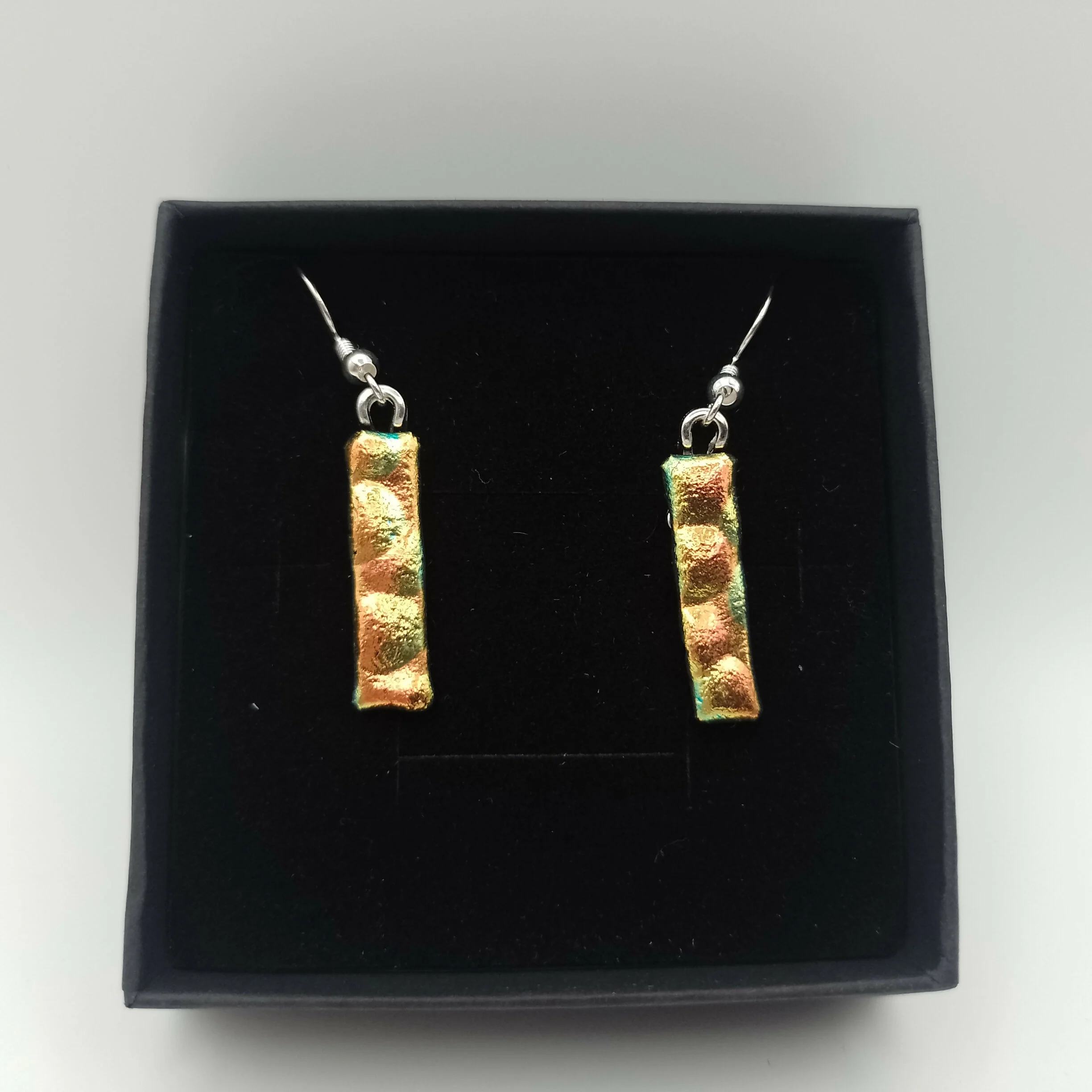 Gold and Orange Dichroic Earrings