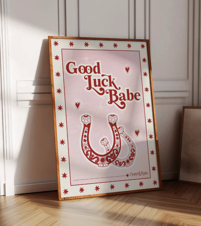 Good Luck Babe Horseshoe Lyric Print - Image 2