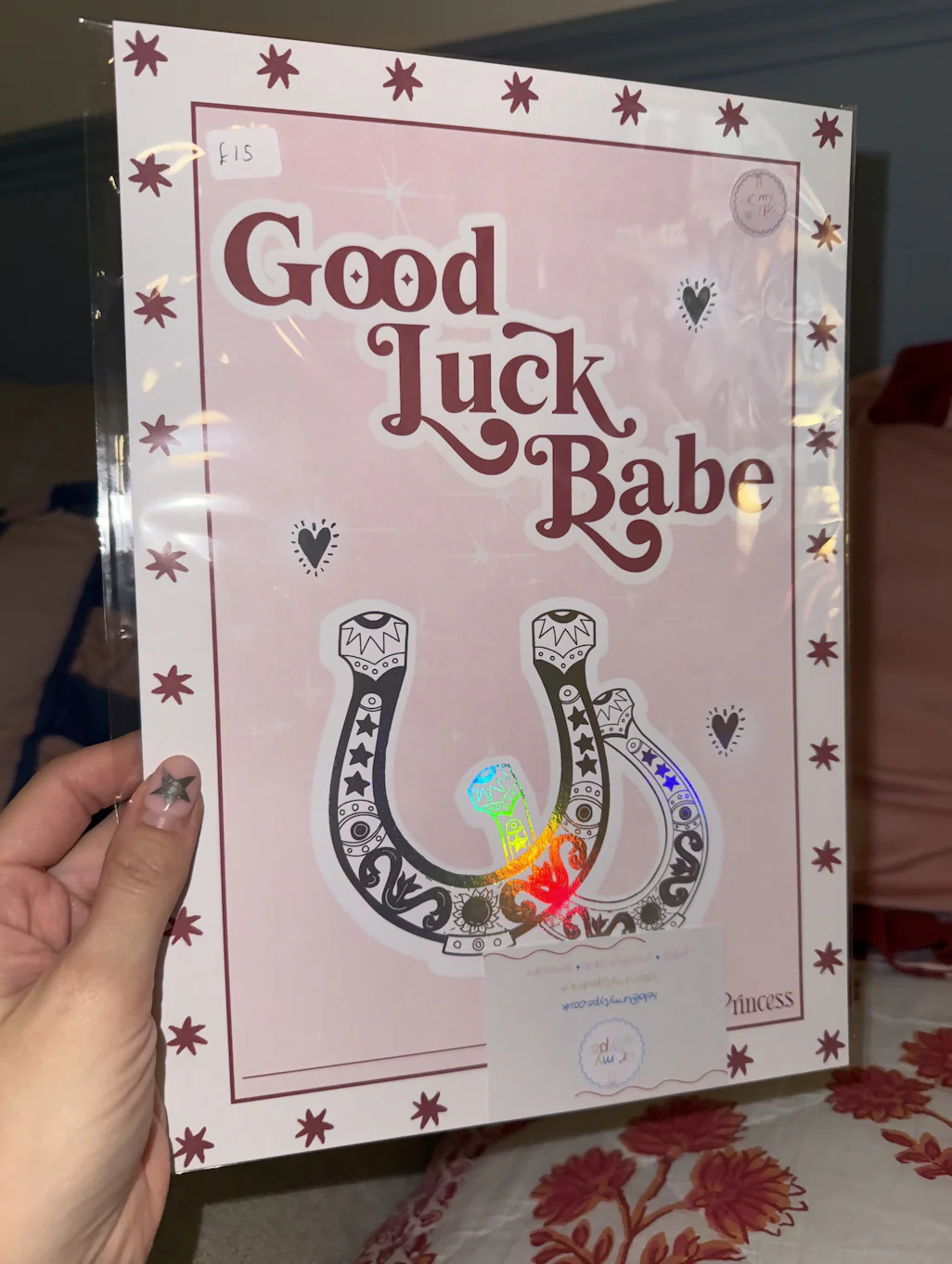 Good Luck Babe Horseshoe Lyric Print - Image 6
