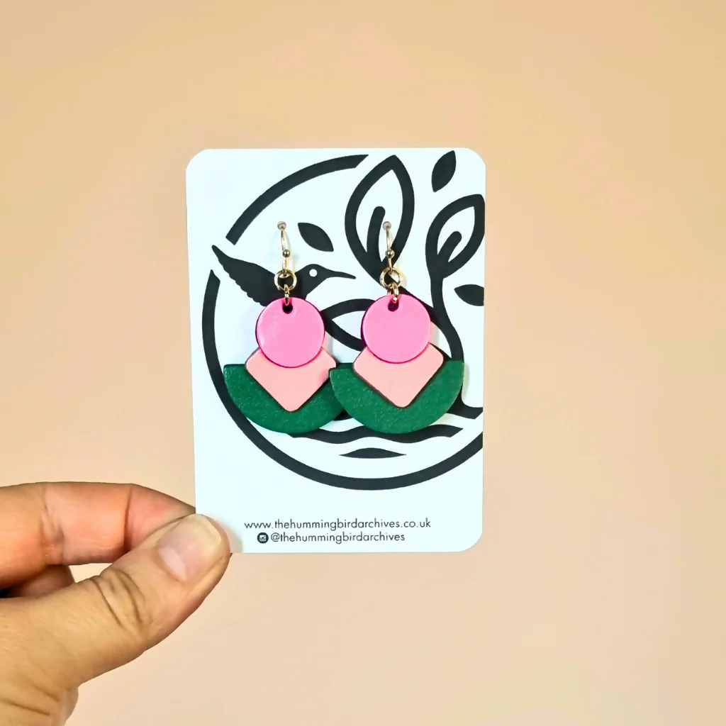 Green and Pink Earrings