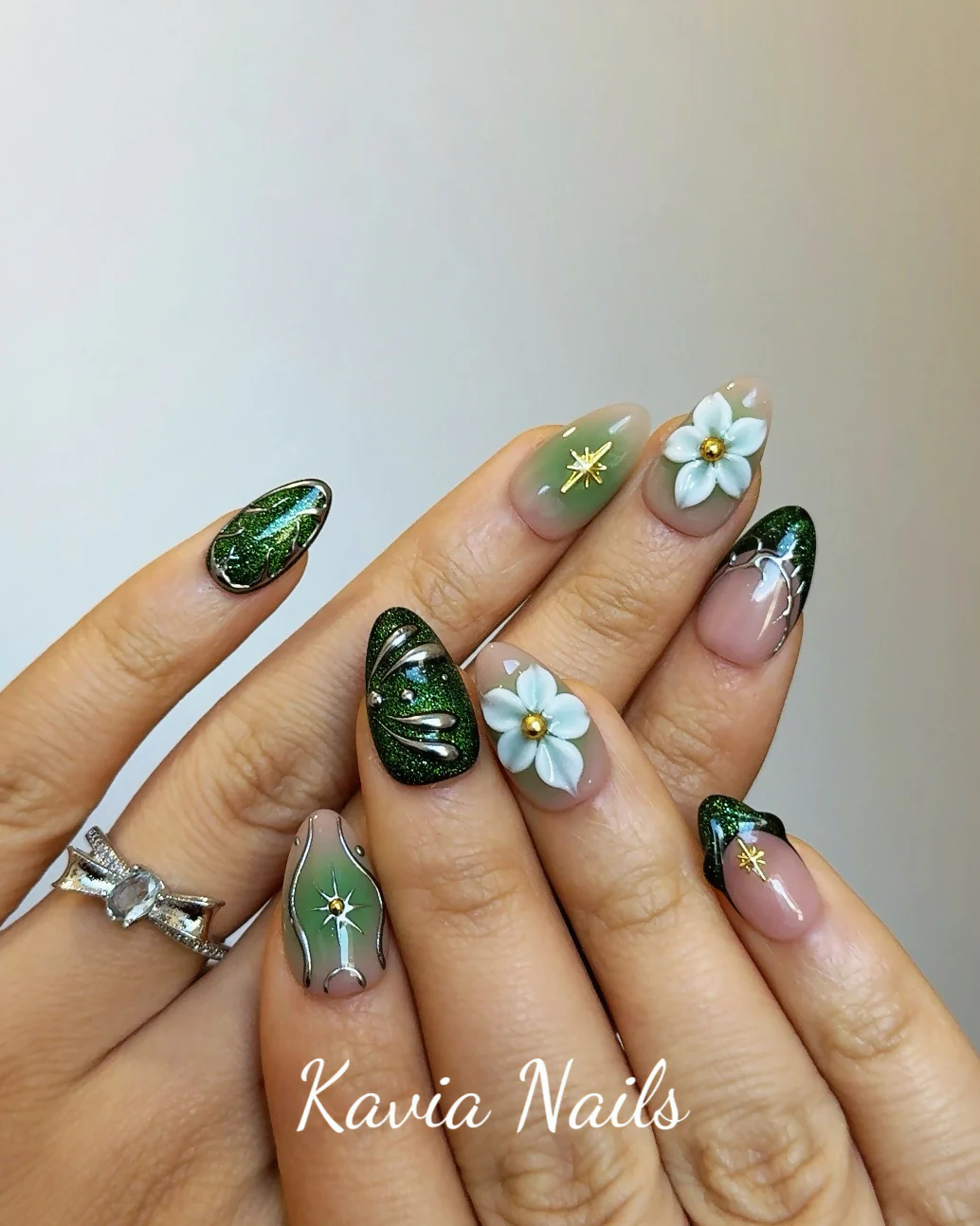 Green Fairy - Handmade Press-on Nails - Image 2