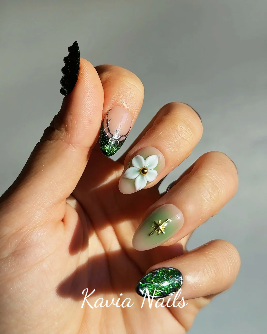 Green Fairy - Handmade Press-on Nails - Image 4