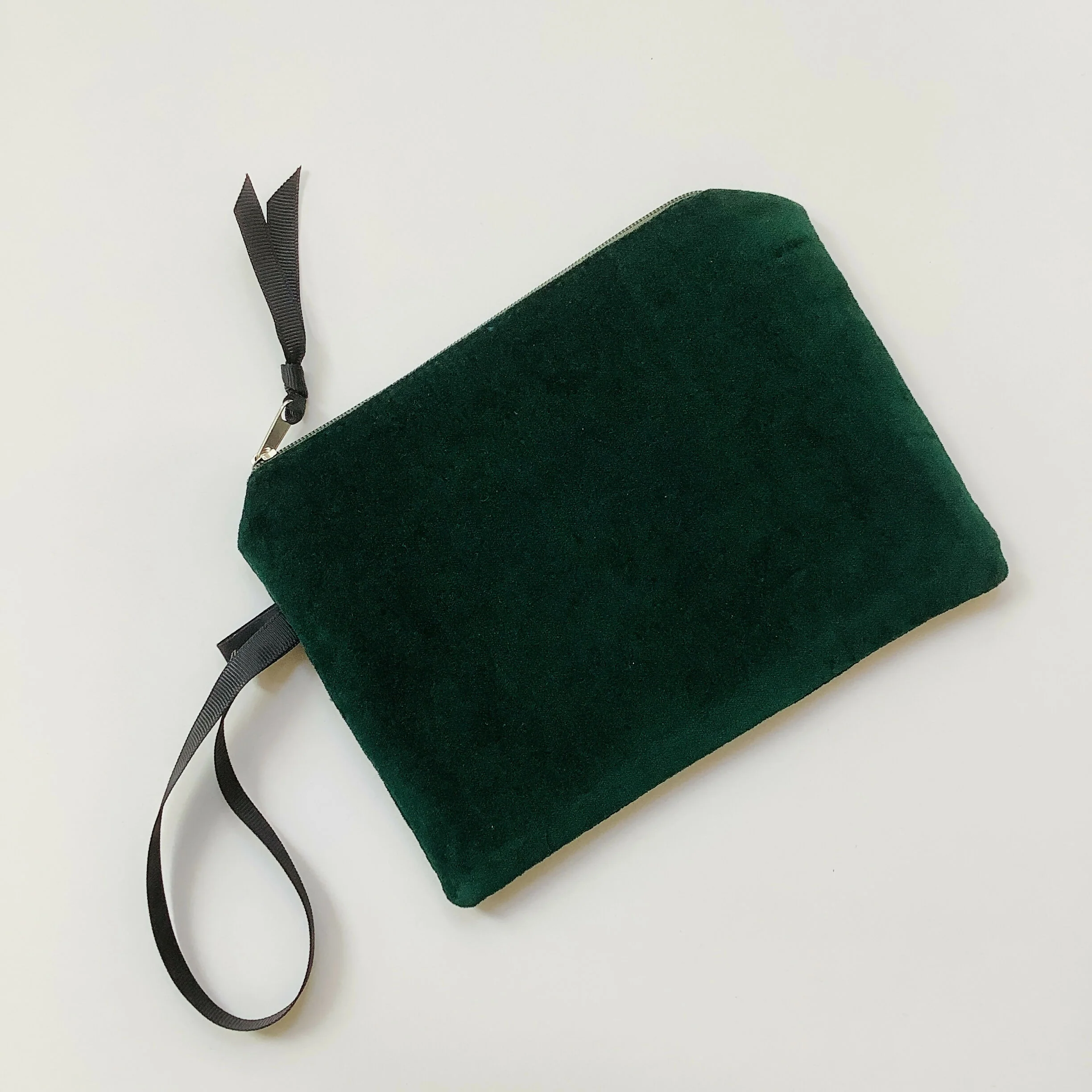 Green Hummingbirds Velvet Zip-Up Pouch with Wrist Strap - Image 2