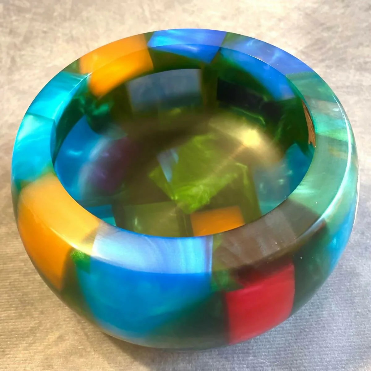 Green & Multi-Colour Mosaic Resin Bowl - Image 2