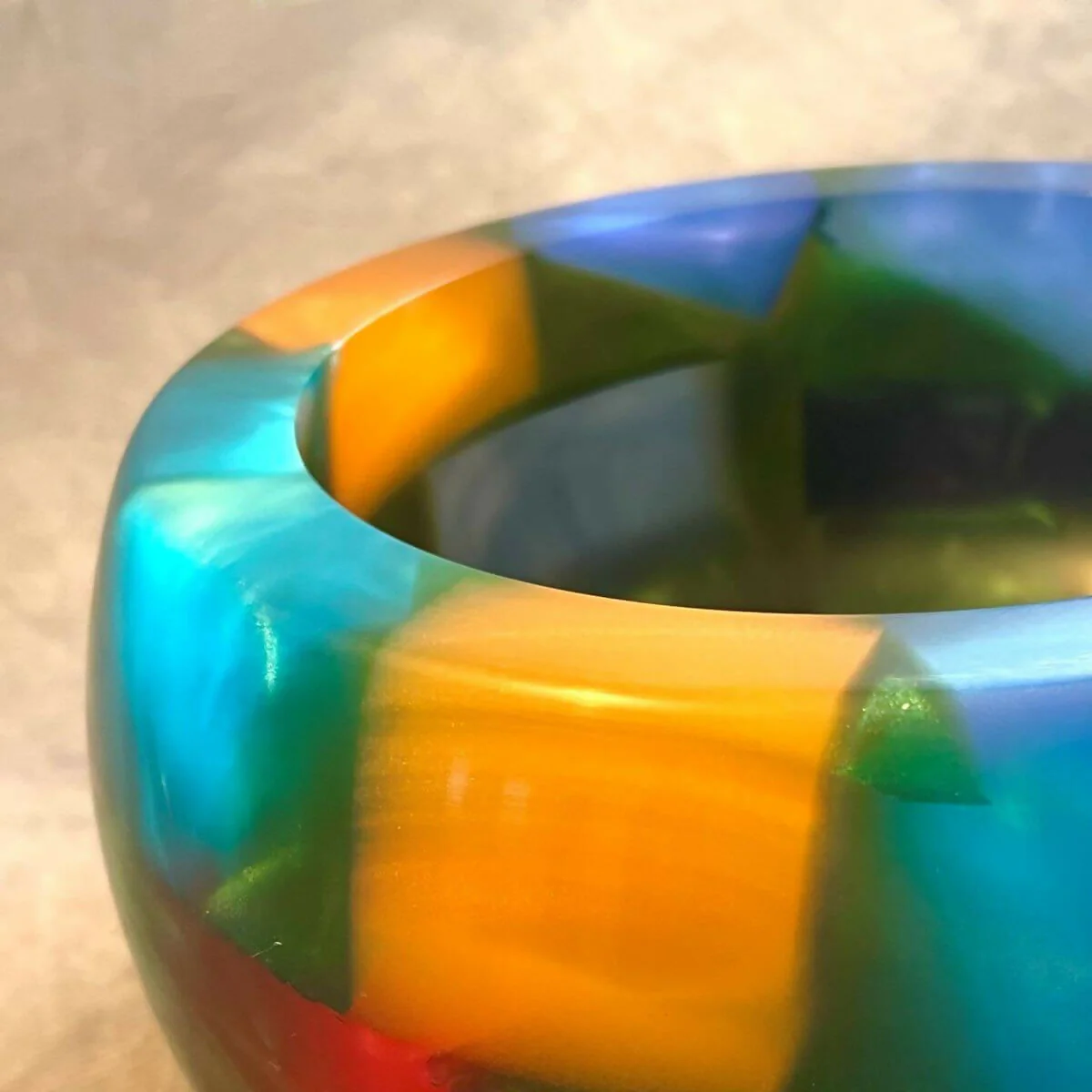 Green & Multi-Colour Mosaic Resin Bowl - Image 3