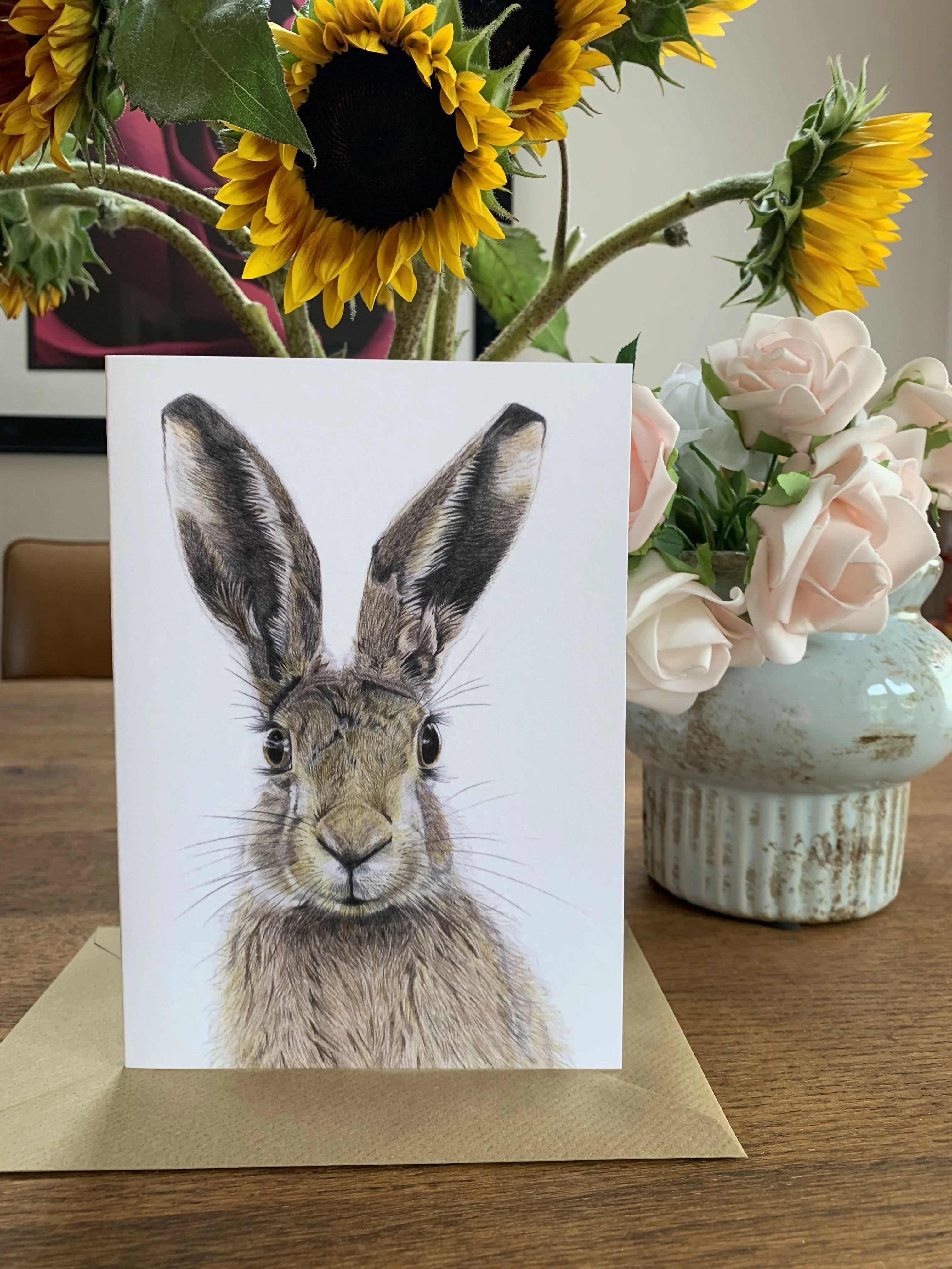 Greeting Card of a Hare . Blank Inside