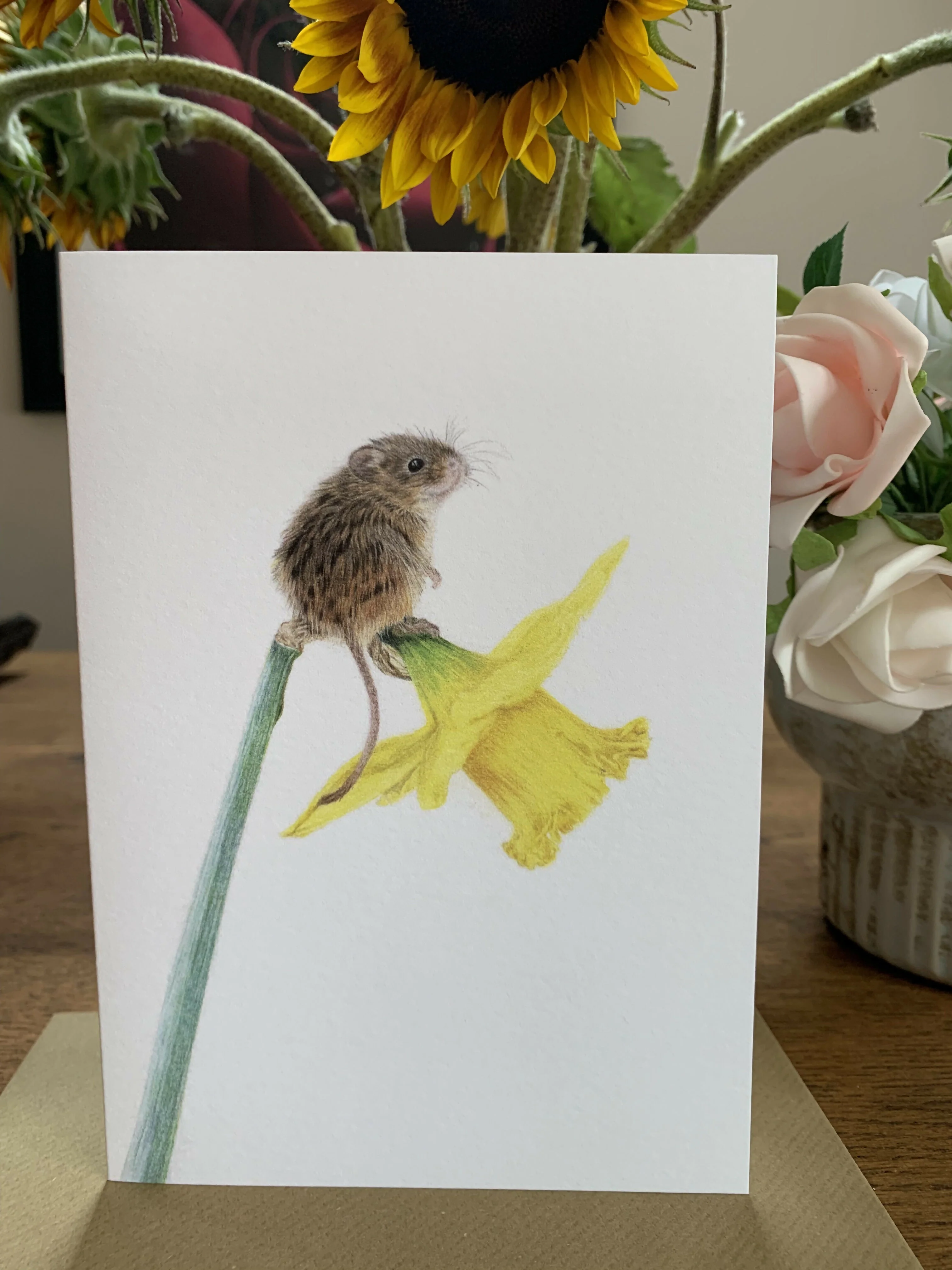 Greeting Card of a Harvest Mouse. Blank Inside.