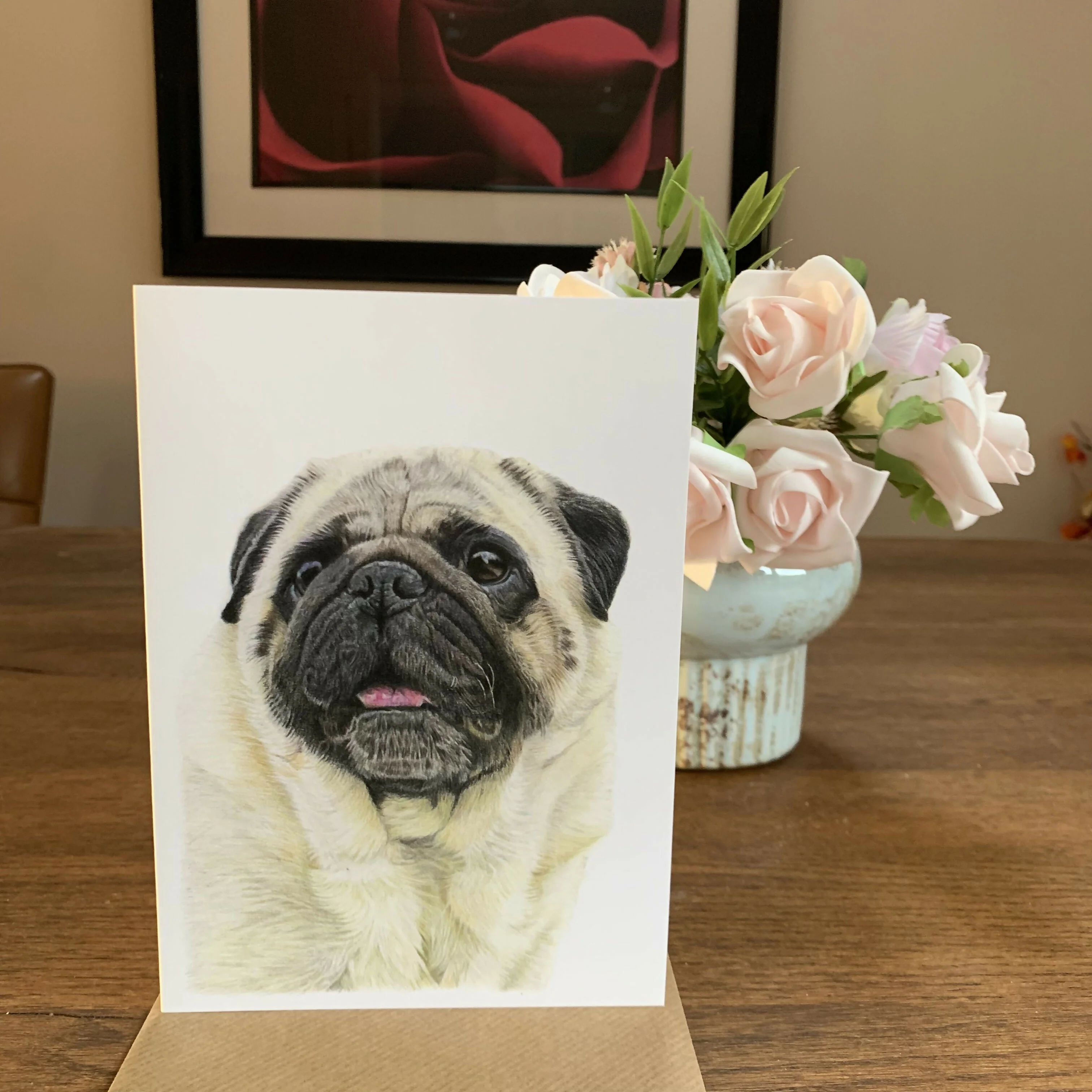 Greeting Card of a Pug 1. Blank Inside