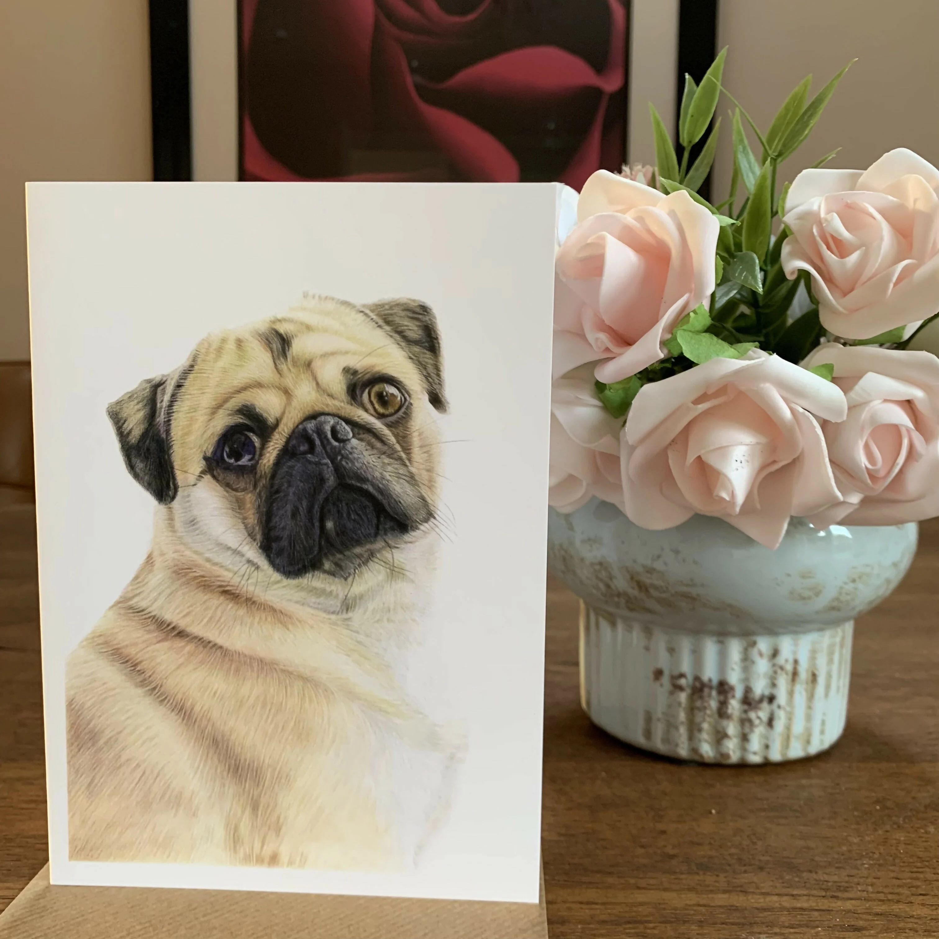 Greeting Card of a Pug 2. Blank Inside