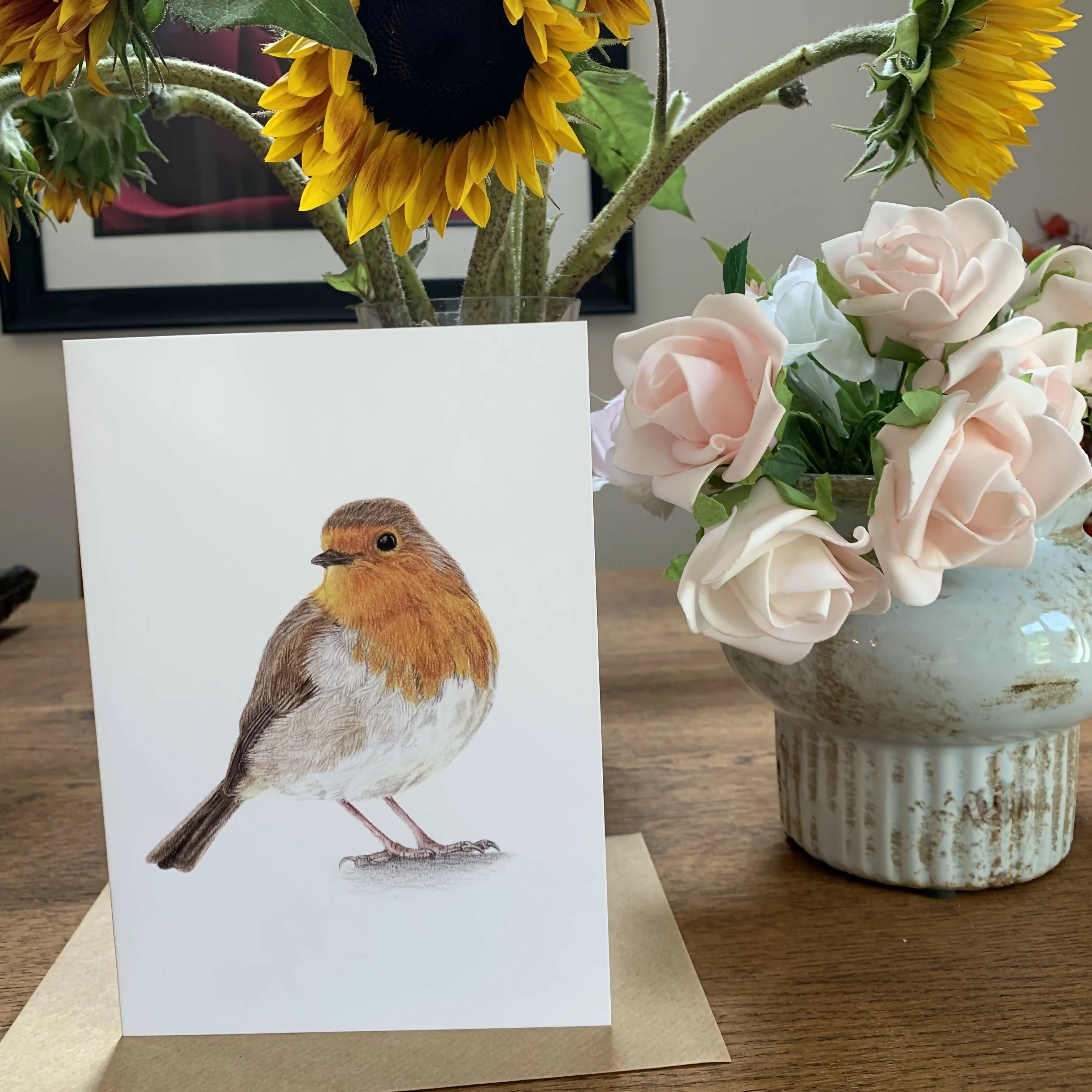 Greeting Card of a Robin. Blank Inside