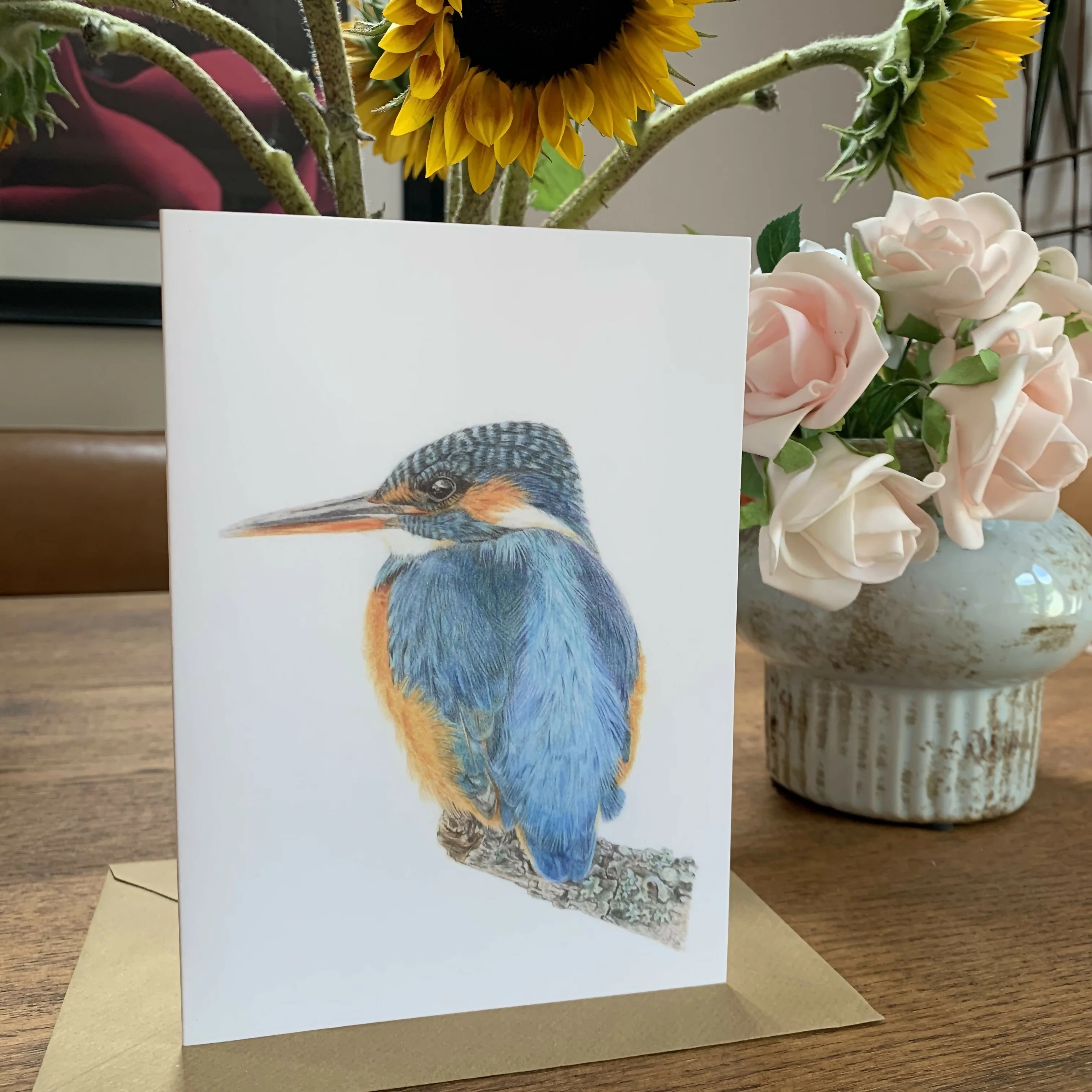 Greeting Card of Kingfisher. Blank Inside