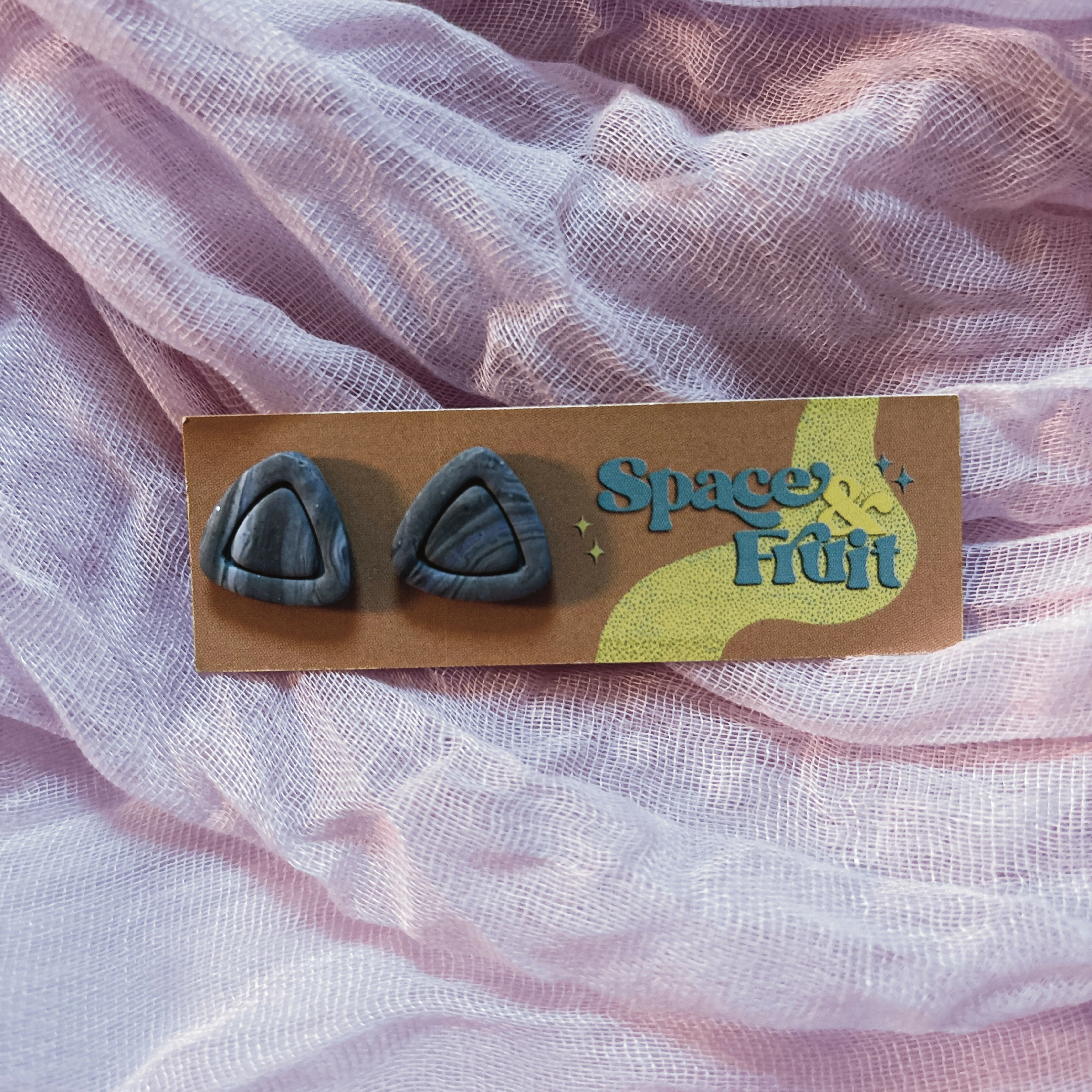 Grey Marbled Polymer Clay Studs