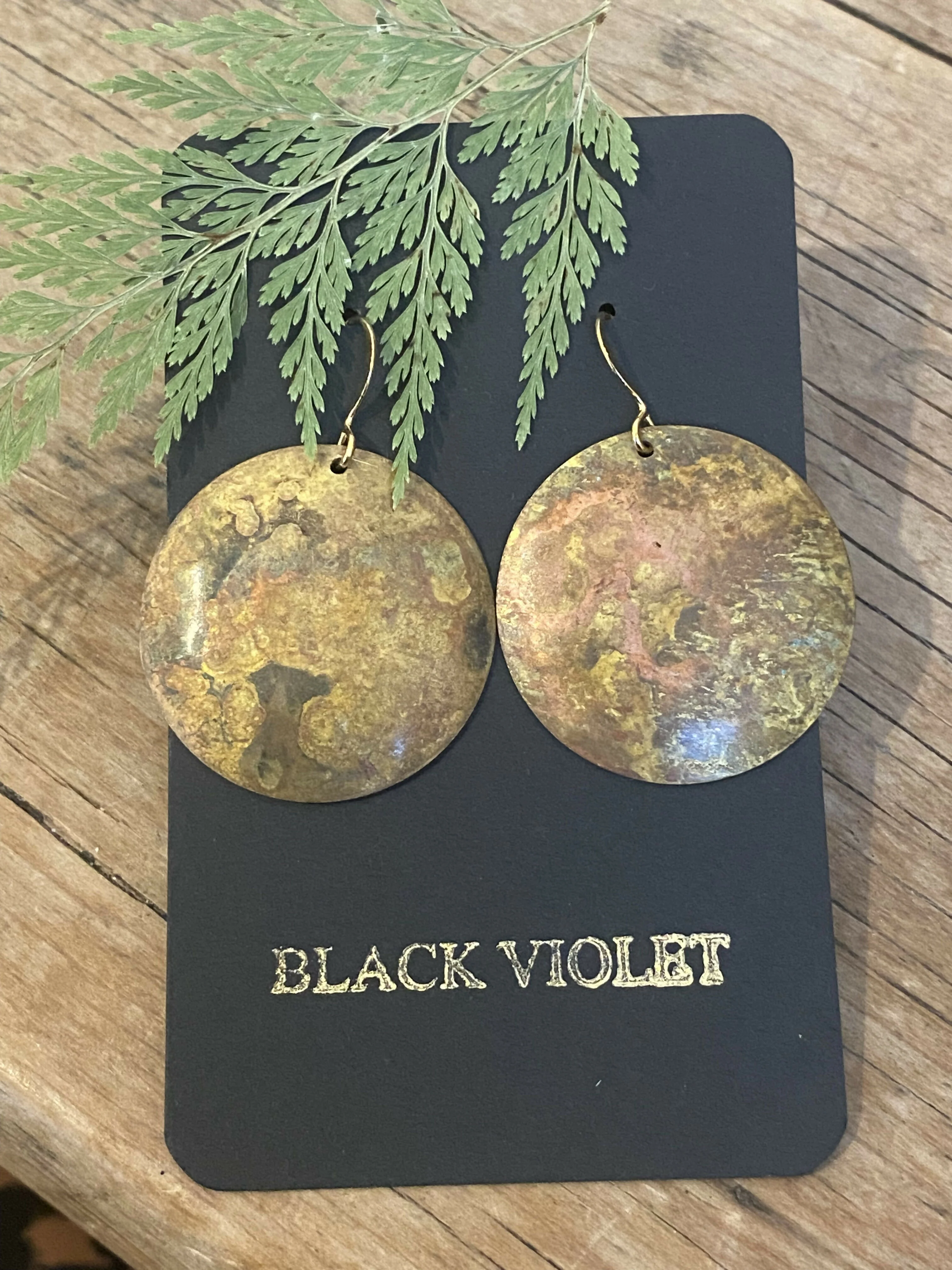 Hammered Brass Patina Earrings