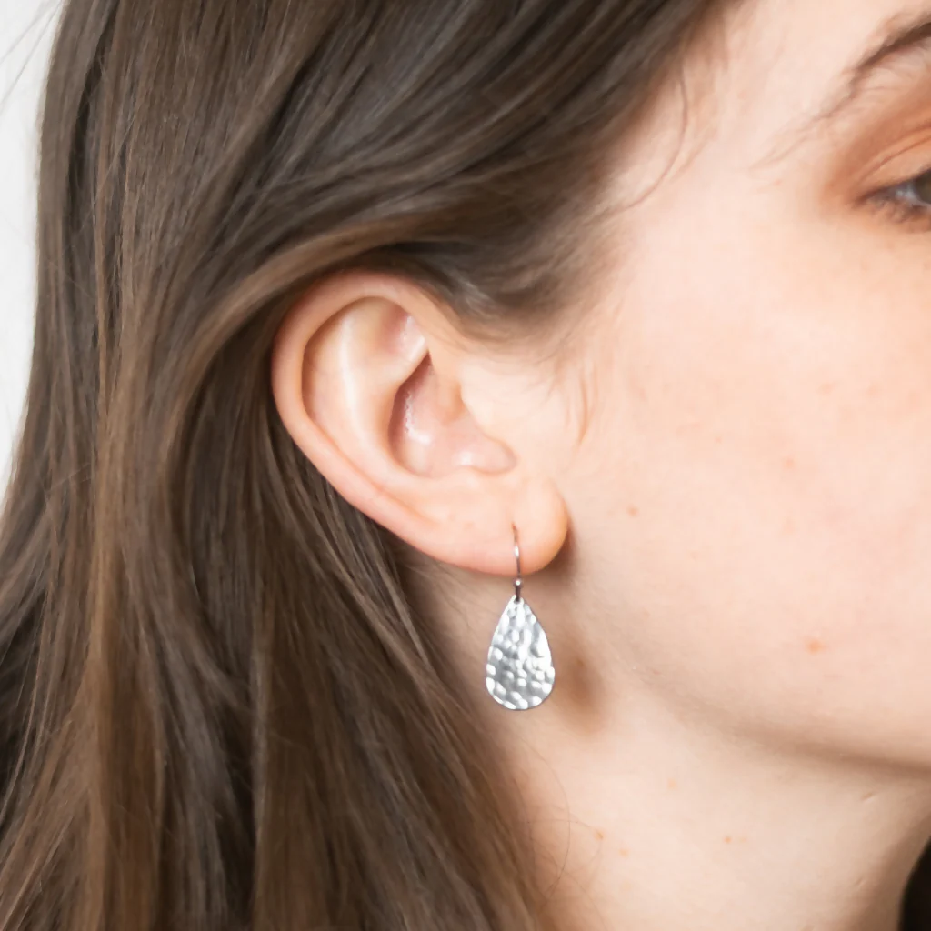 Hammered Hypoallergenic Teardrop Stainless Steel - Image 3