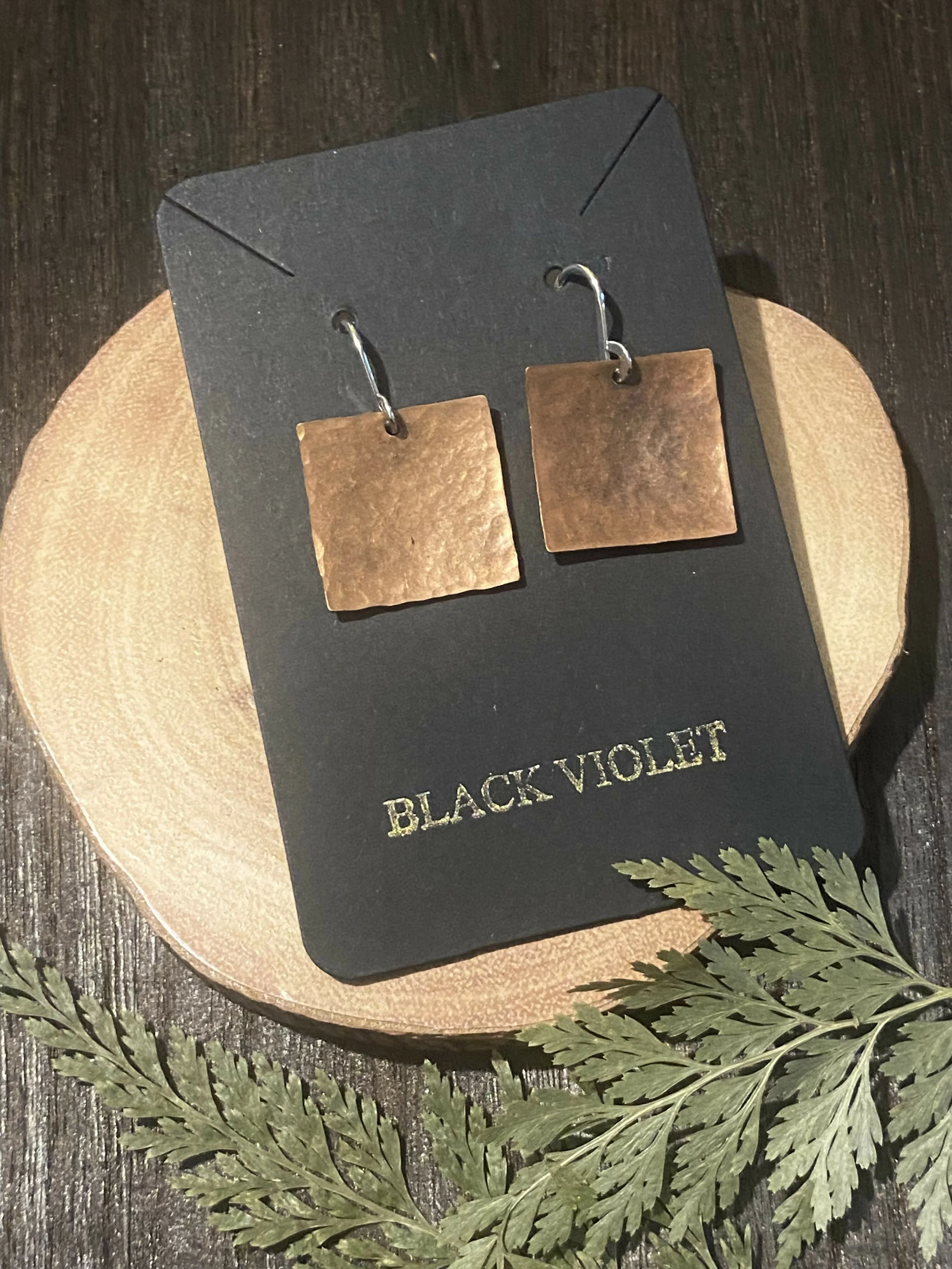 Hammered Square Earrings