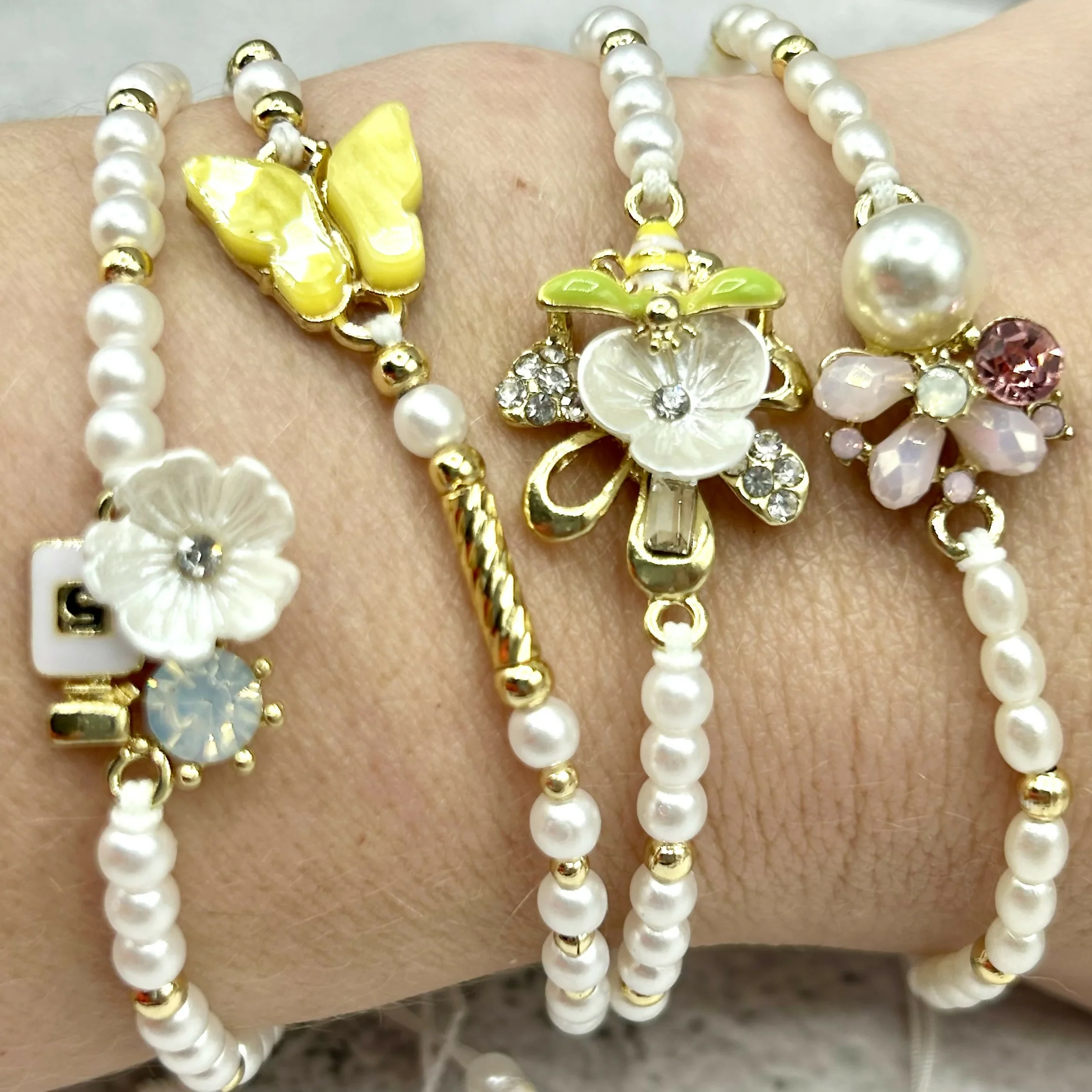 Hand Beaded Pearl Bracelet – Handmade with Embellished Charm - Image 9