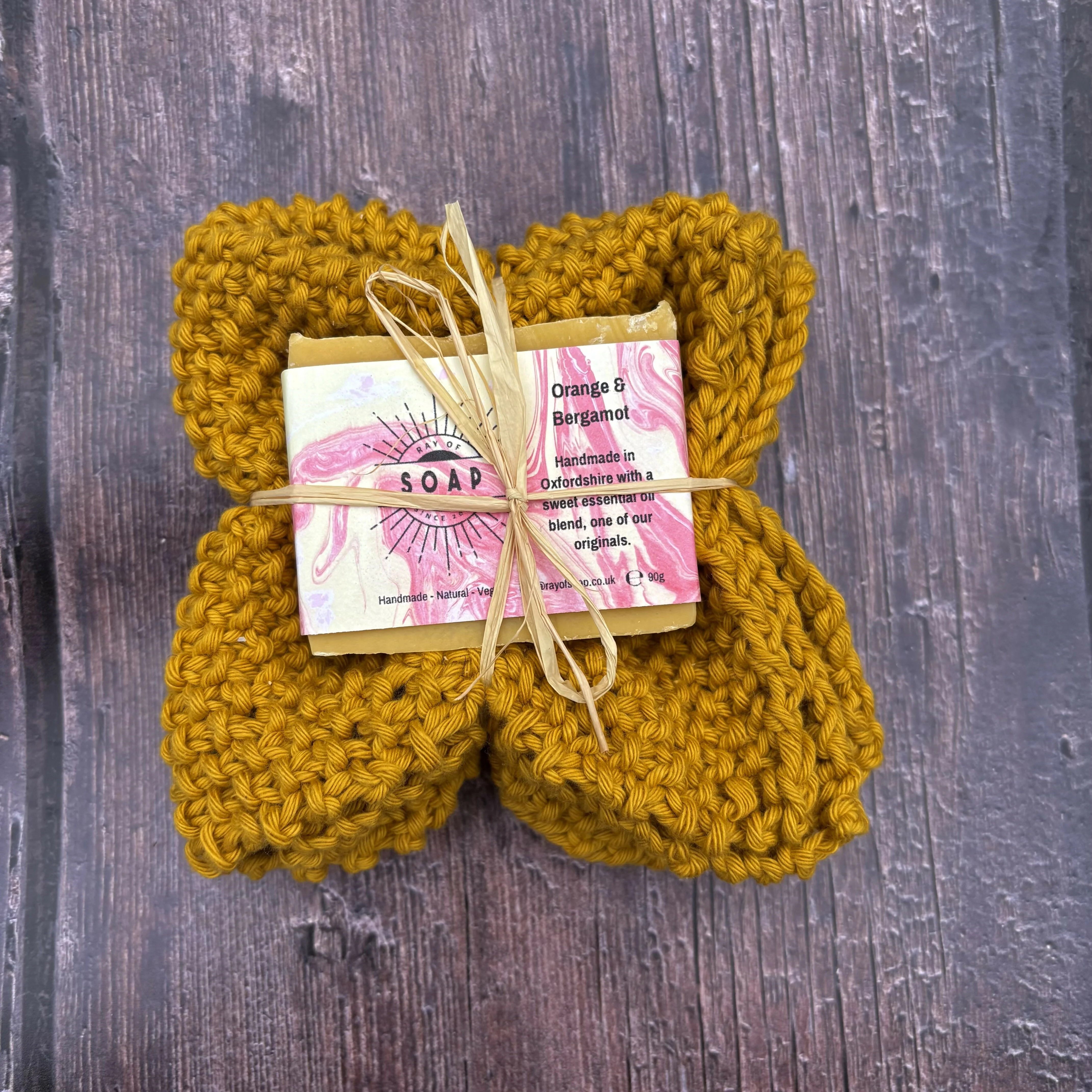Hand Knitted Washcloth and Soap Bundle - Image 3