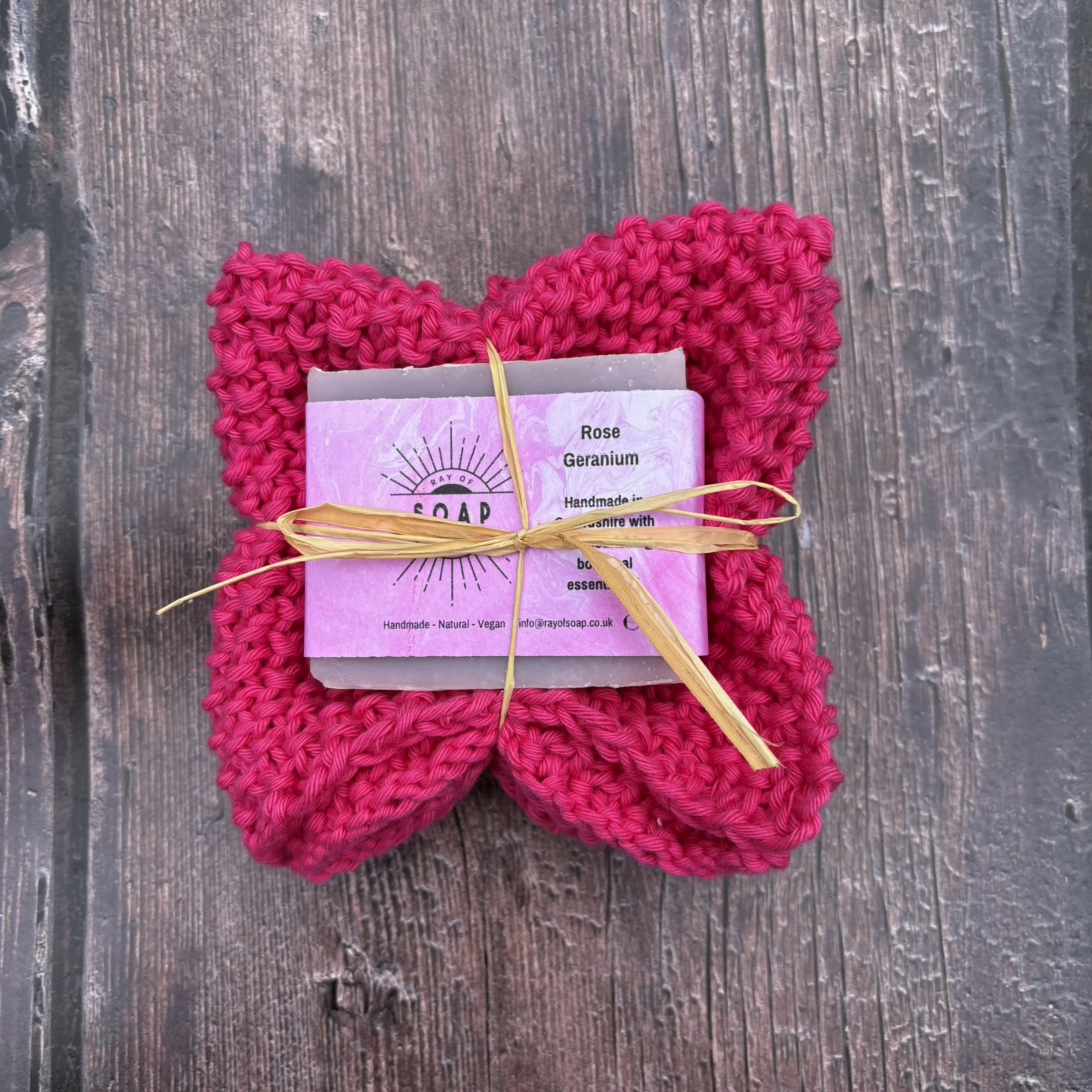 Hand Knitted Washcloth and Soap Bundle - Image 4