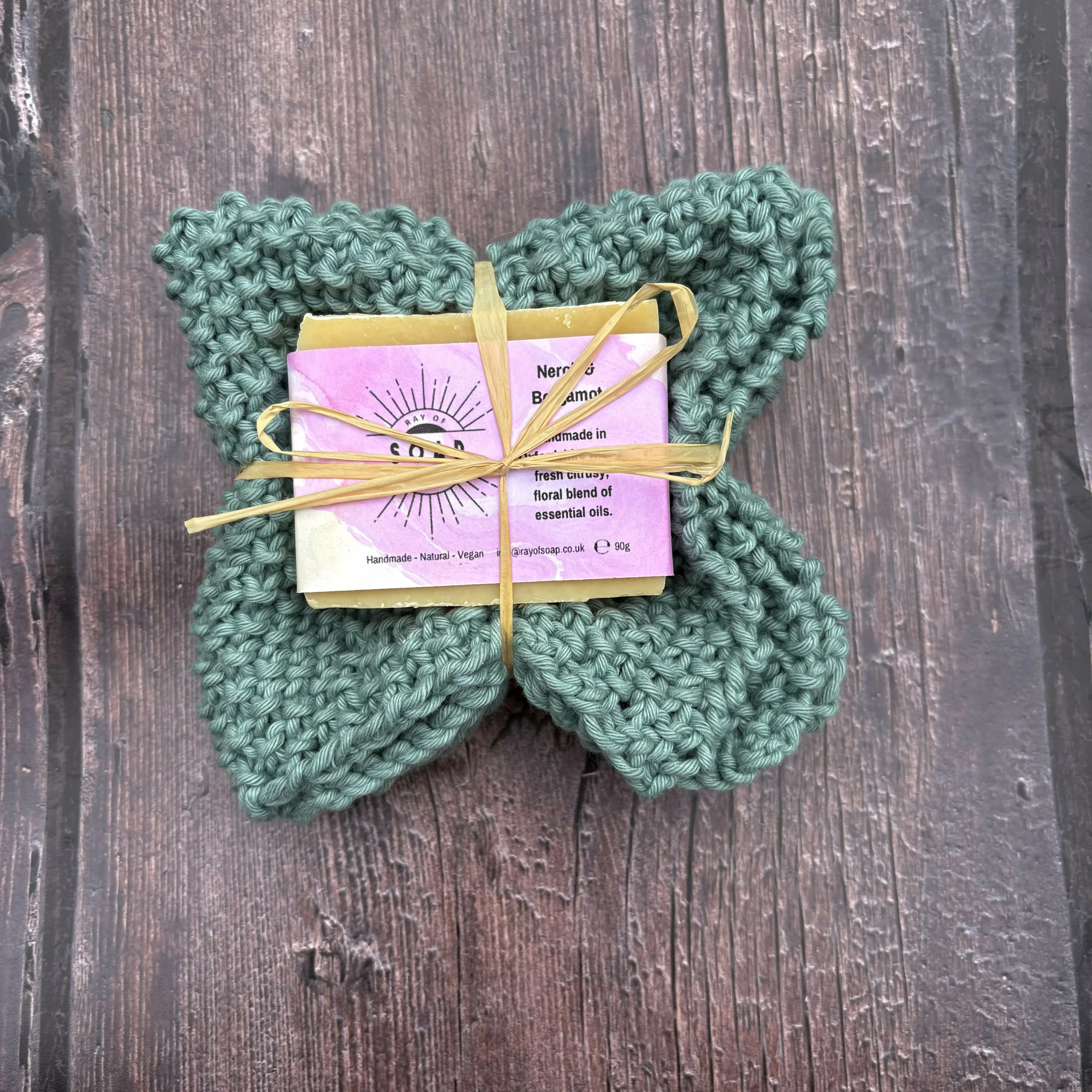 Hand Knitted Washcloth and Soap Bundle - Image 5