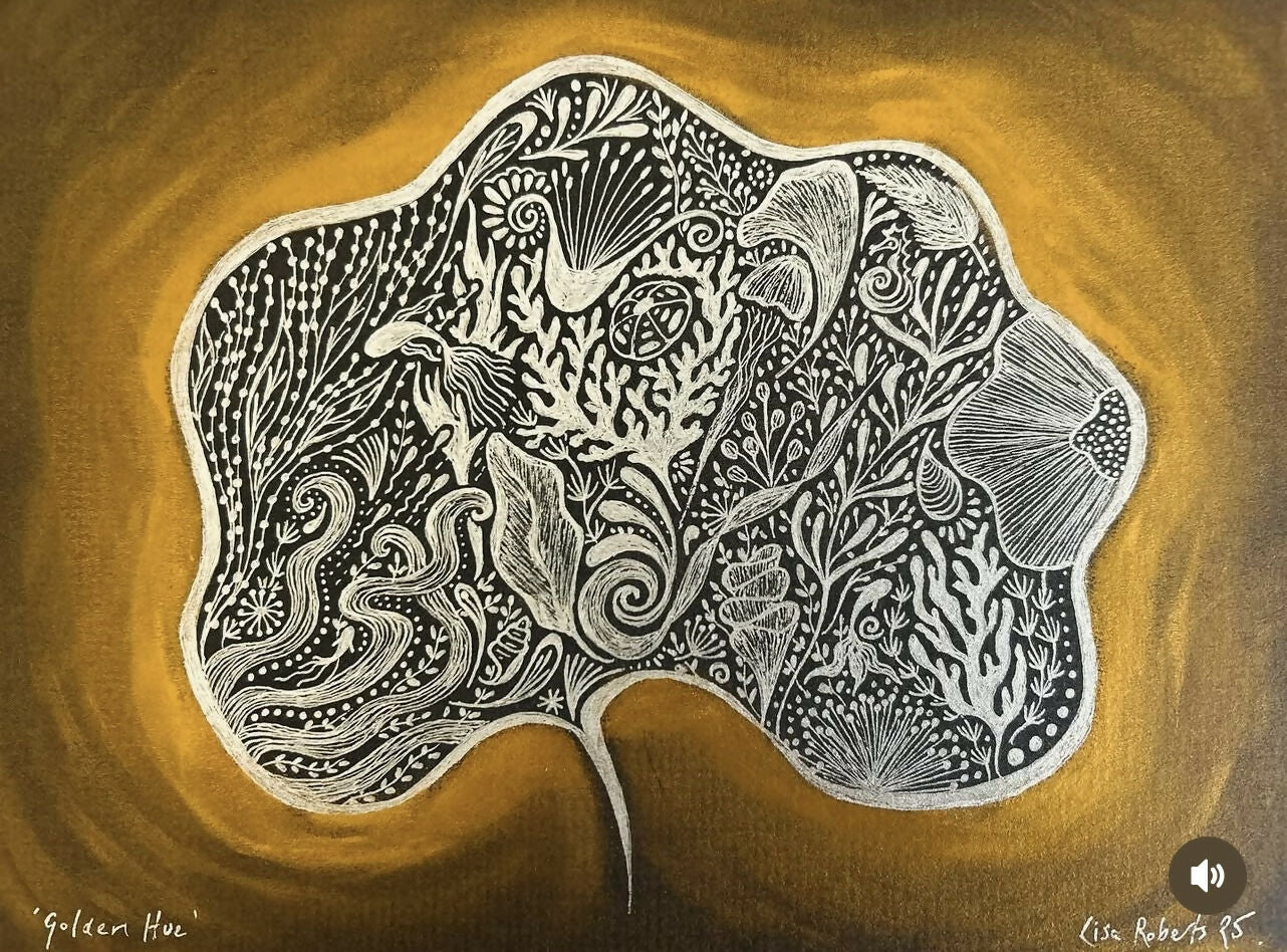GOLDEN HUE Hand Painted, Framed Original Artwork