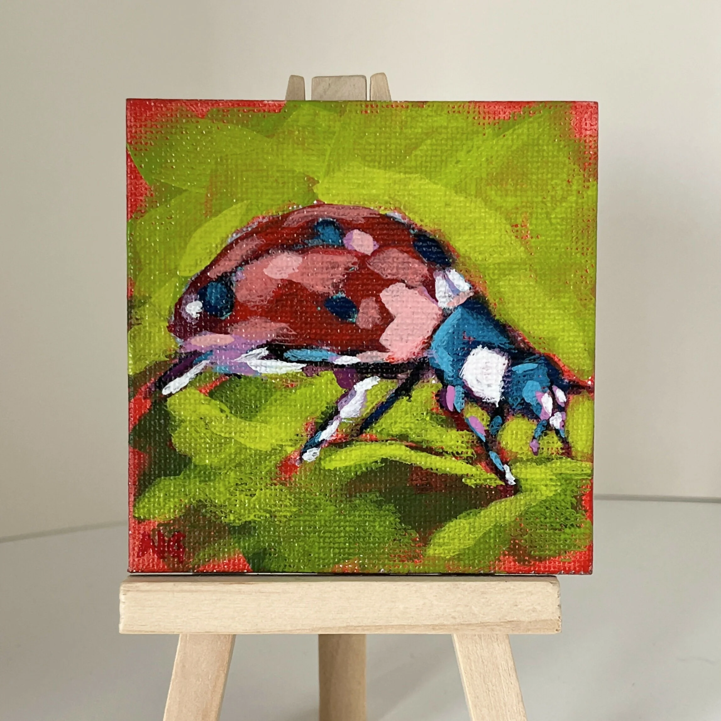 Hand Painted Ladybird Bug Mini Canvas Magnet - Image 2
