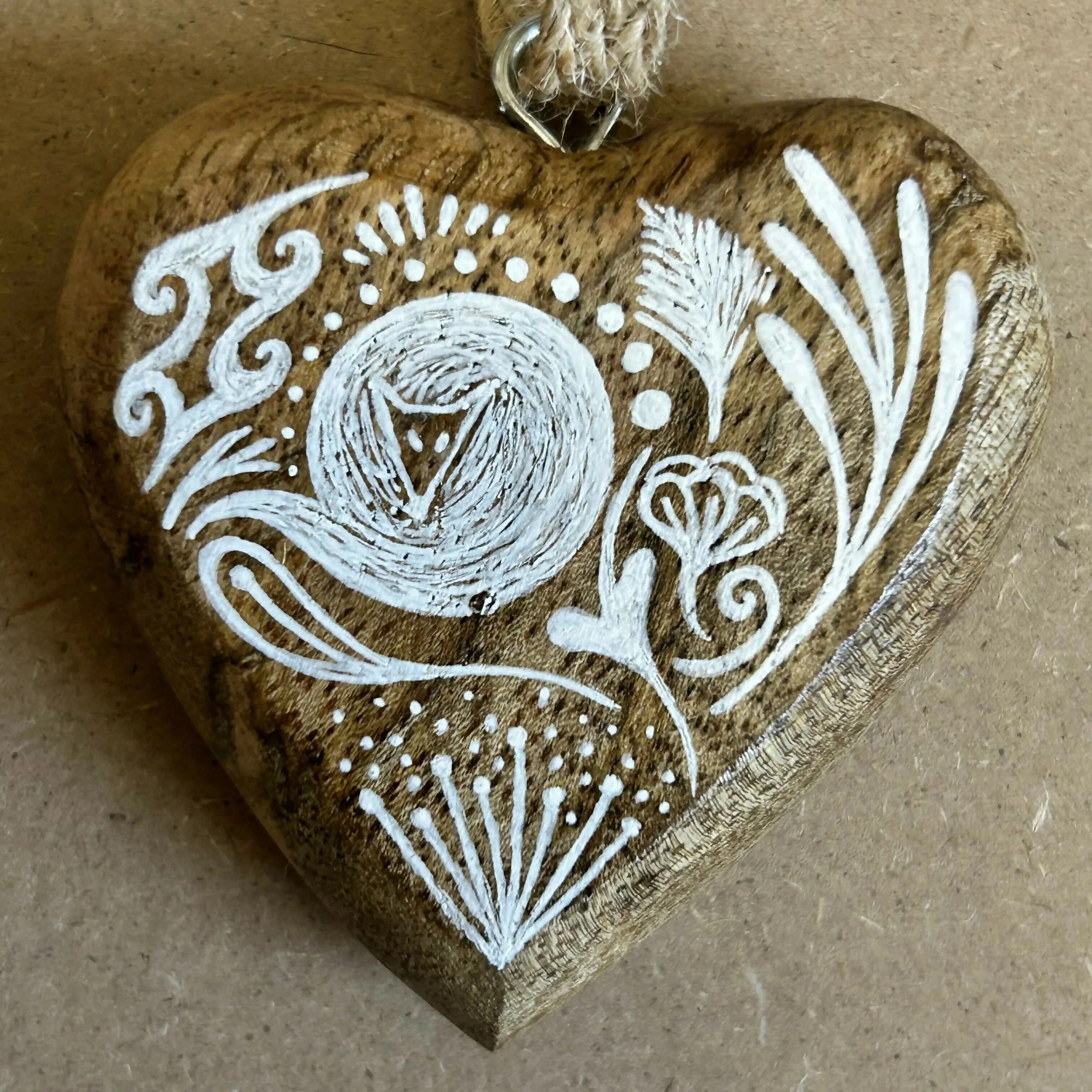 HAND PAINTED MANGO WOOD HEART