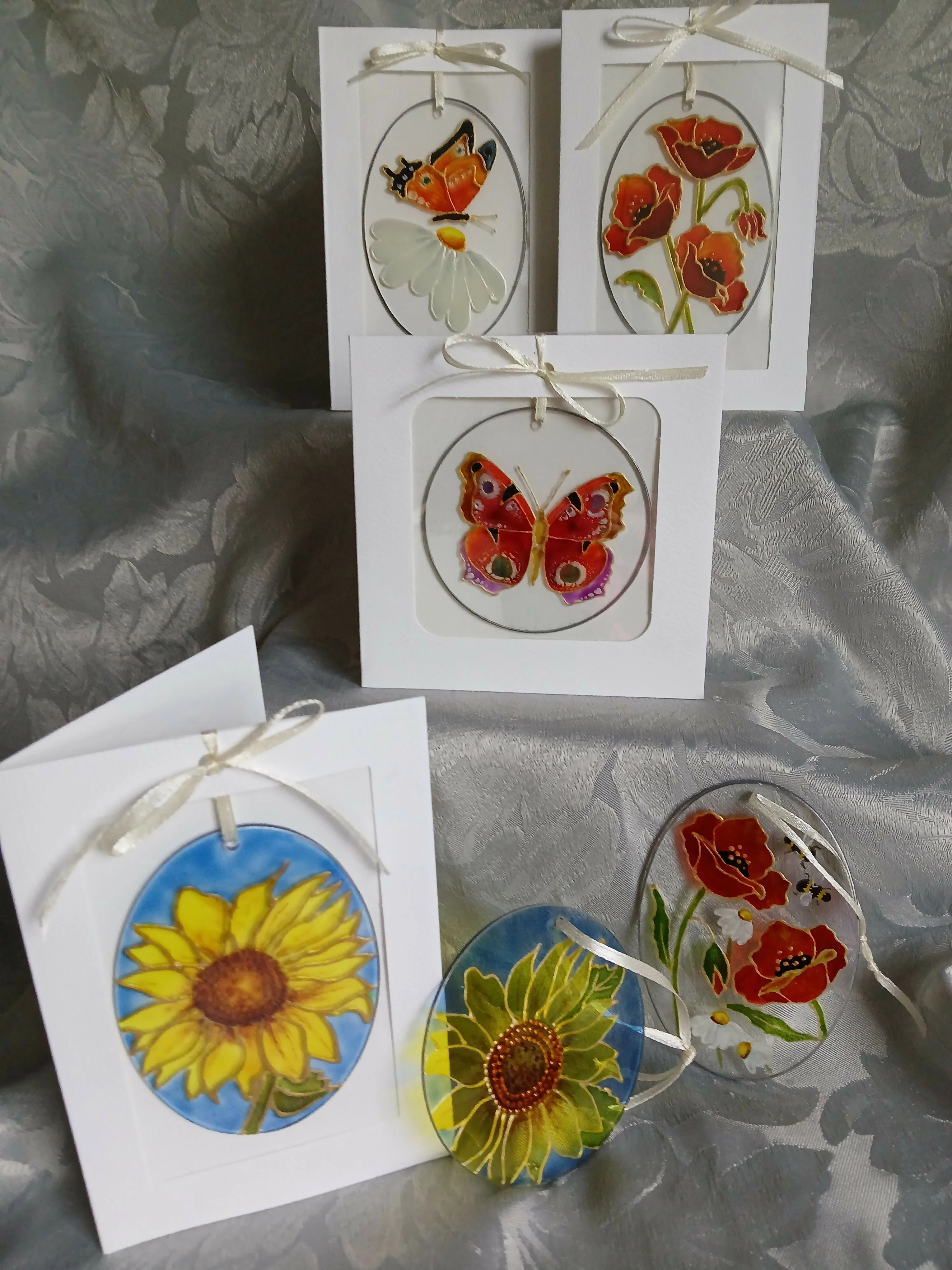 Hand Painted Poppies Card/Gift Glass Plaque Suncatcher - Image 3