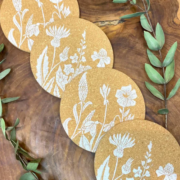 Hand Printed Wildflower Coasters