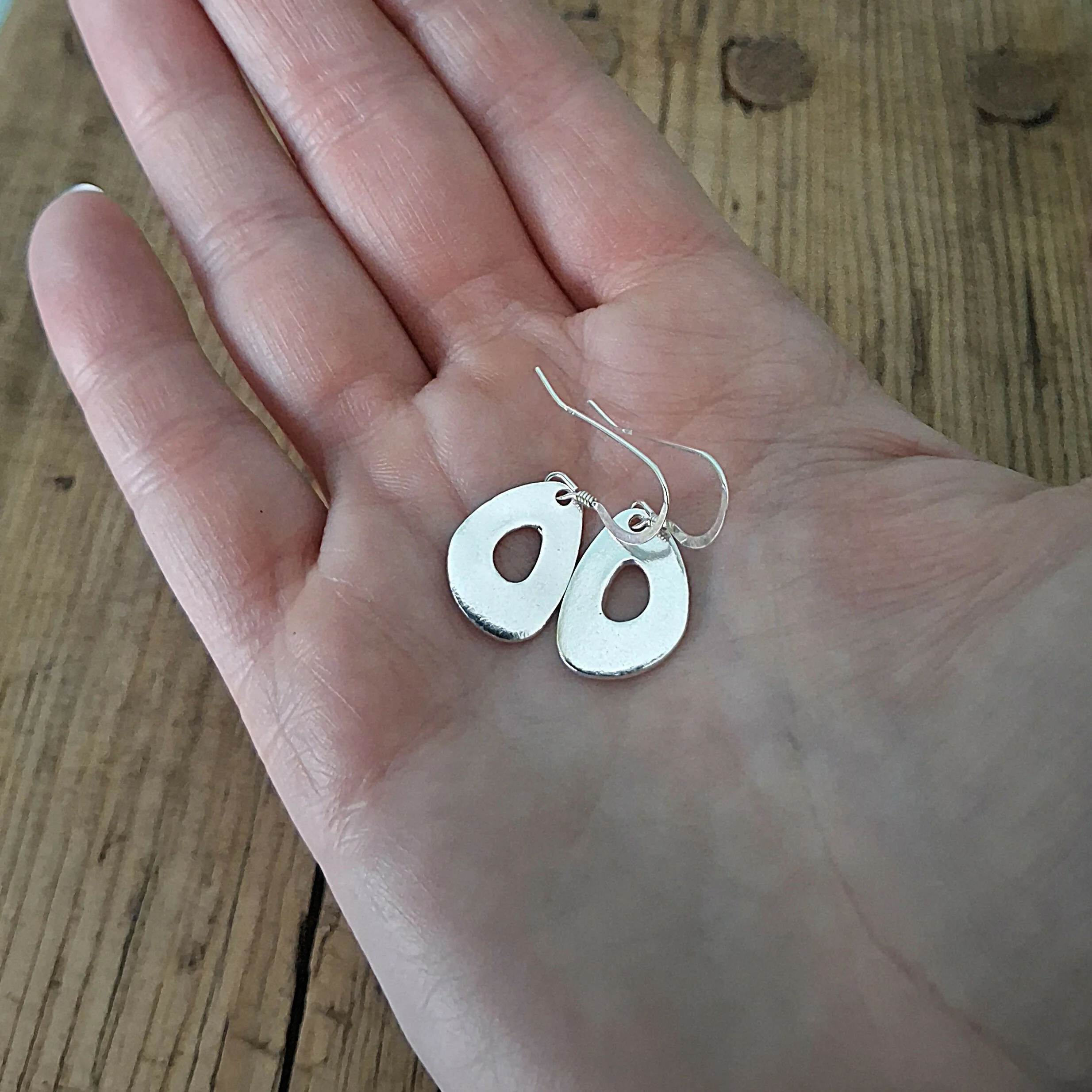 Handmade Asymmetrical Silver Earrings - Image 4