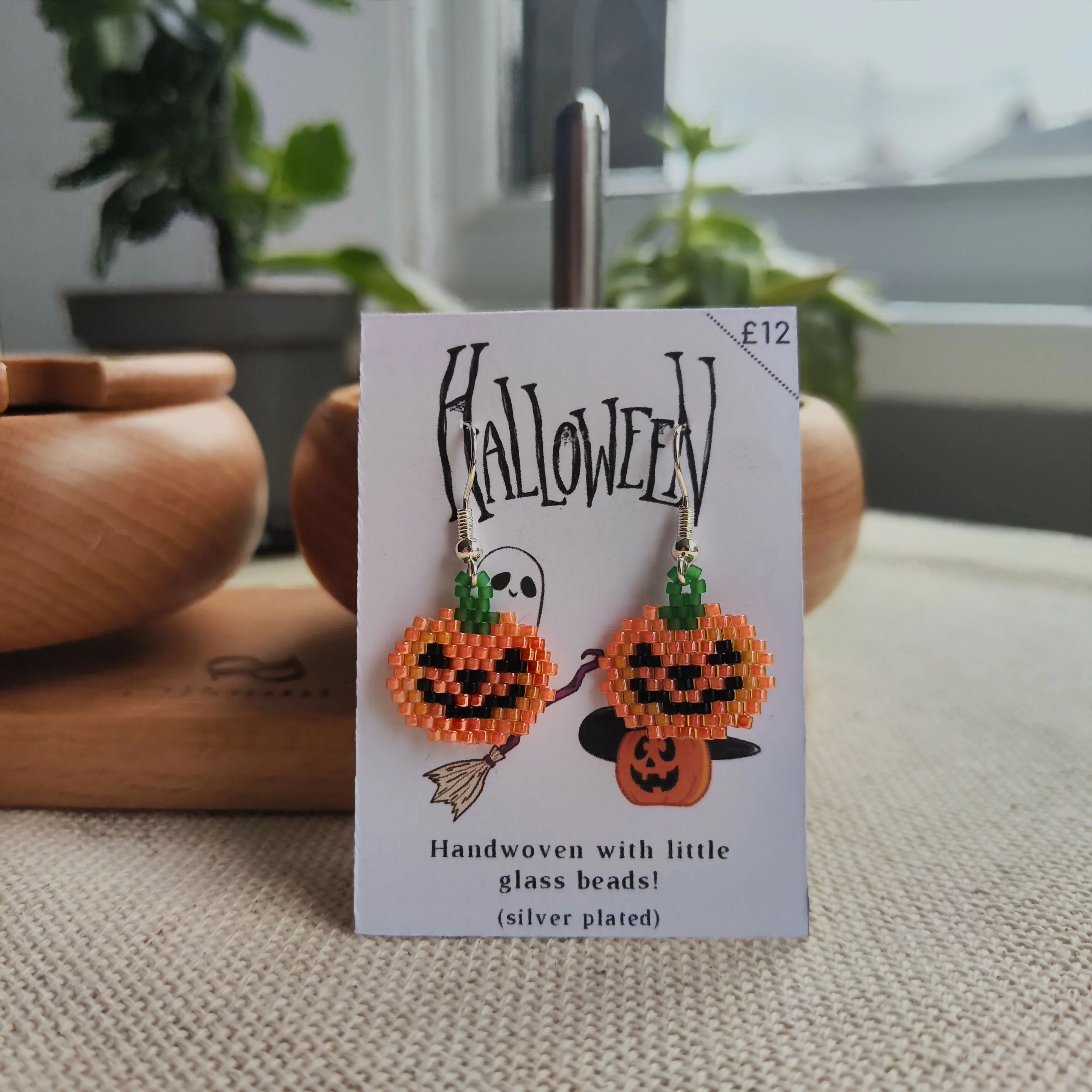 Handmade Beaded Halloween Earrings – Ghost, Skull & Pumpkin Designs - Image 5