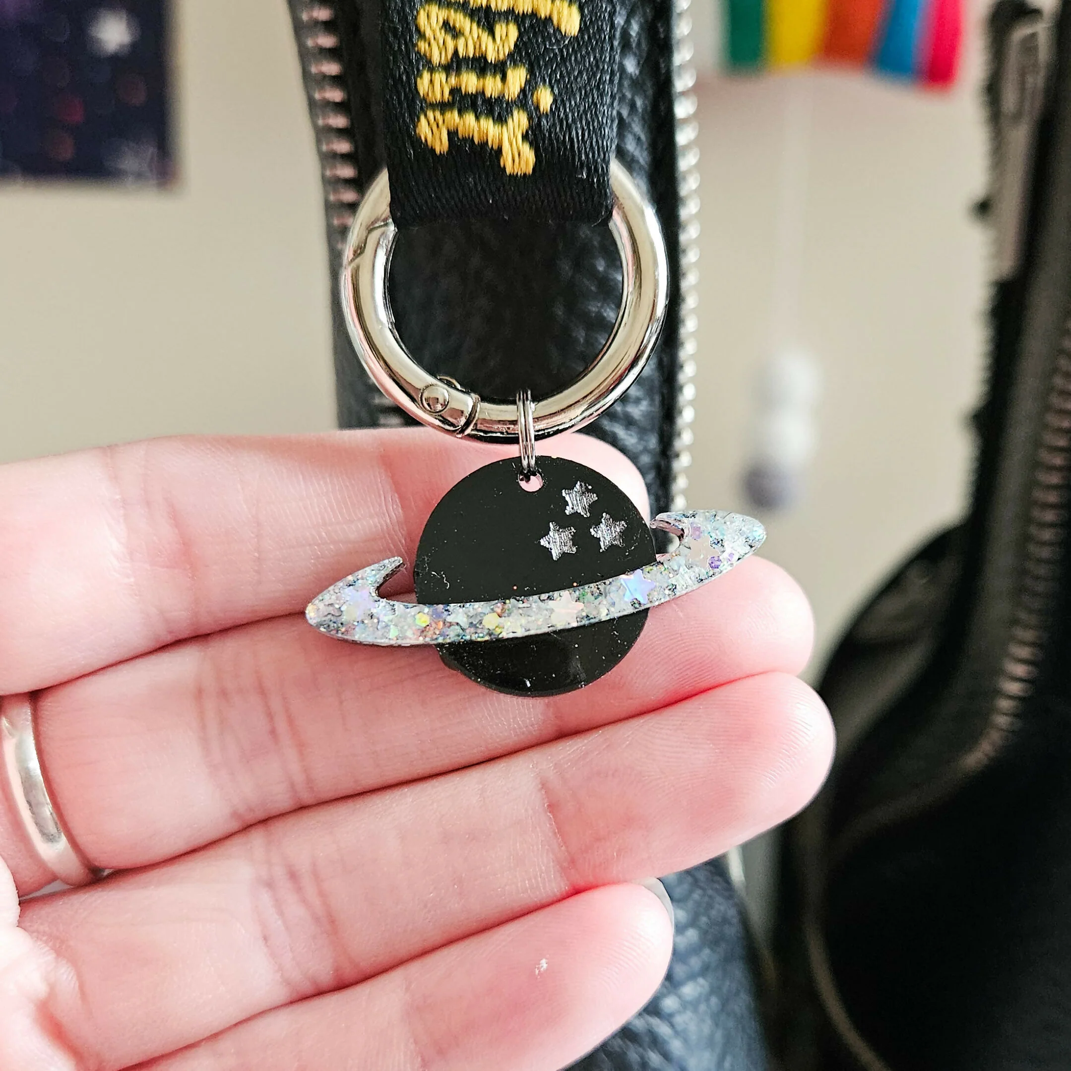 Handmade Black And Silver Resin Planets Boot Charms - Image 2