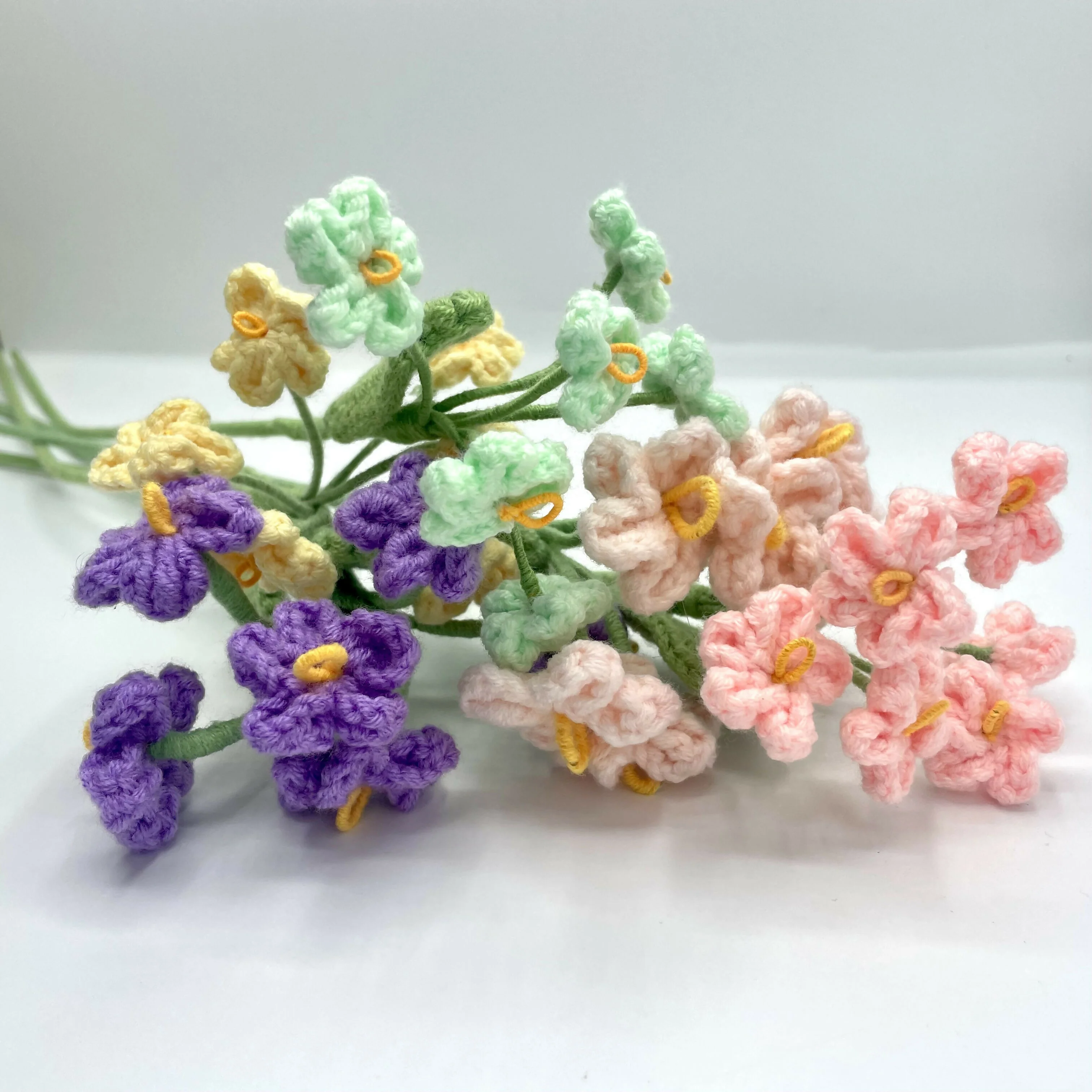 Handmade Crochet Blossom Stem – Mini Cluster Flowers