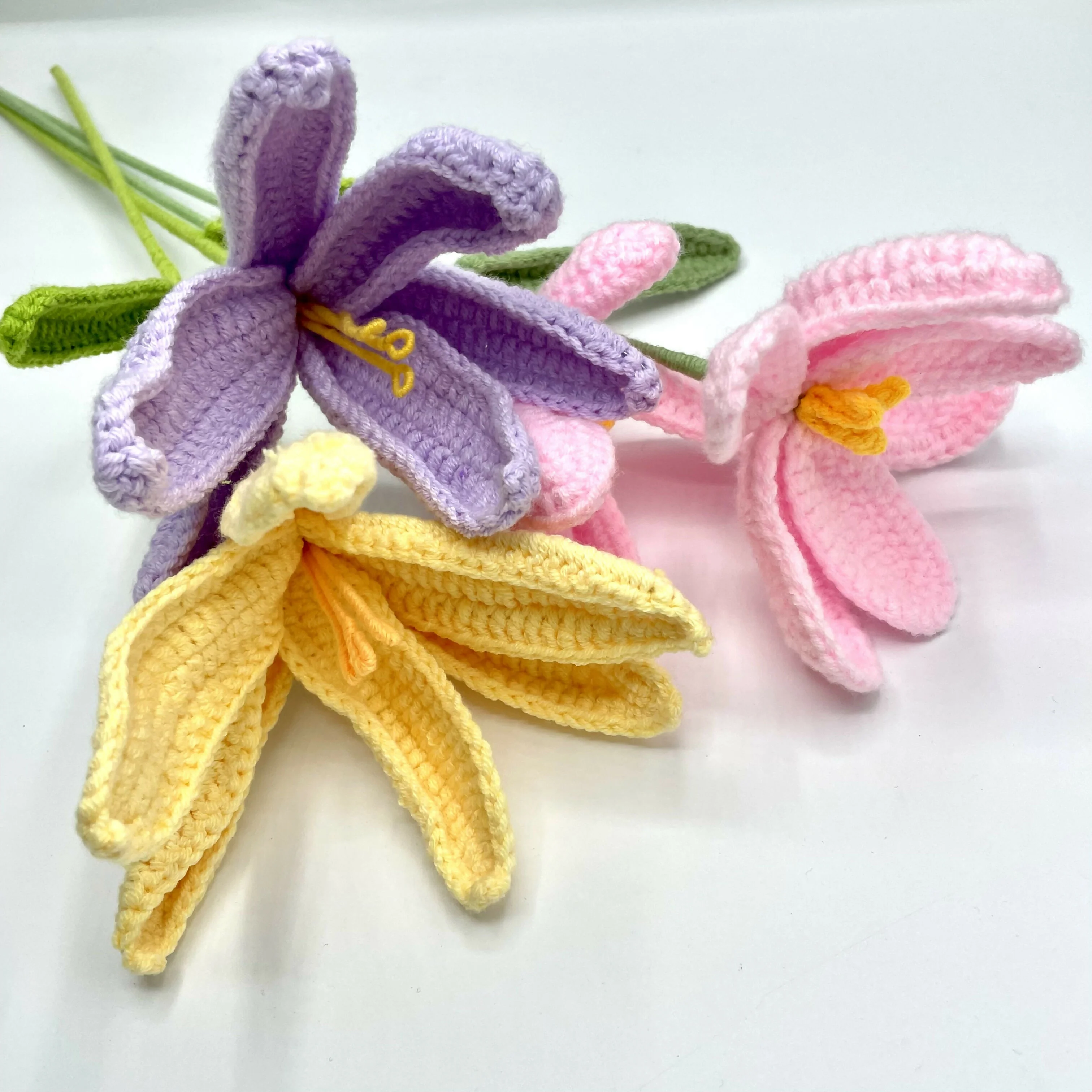 Handmade Crochet Lily Stem – Summer Pastel Blooms