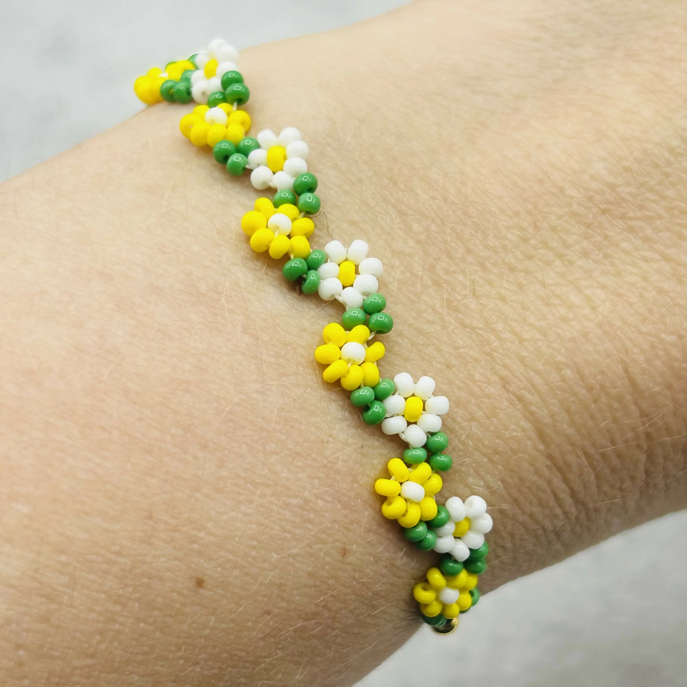 Handmade Daisy Chain Beaded Bracelets - Floral Two-Colour - Image 6
