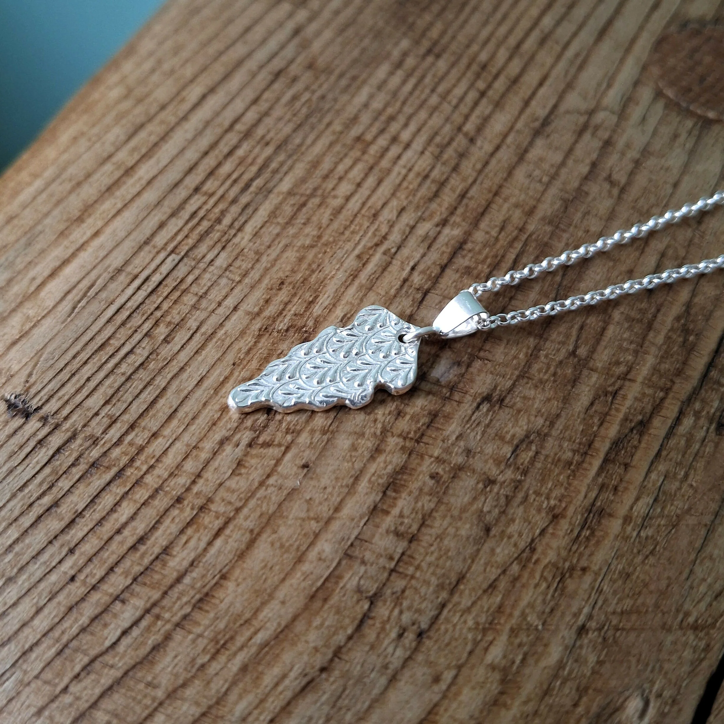 Handmade Fancy Leaf Silver Charm Necklace - Image 3