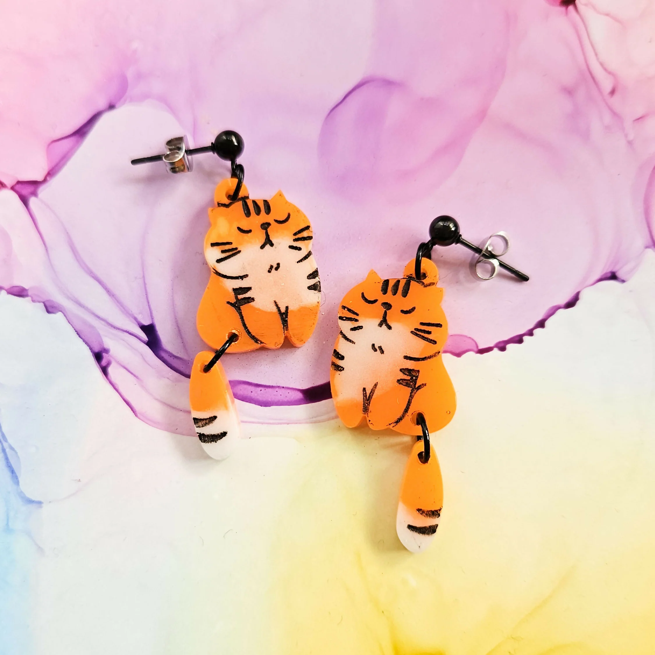 Handmade Ginger Cats Resin Earrings