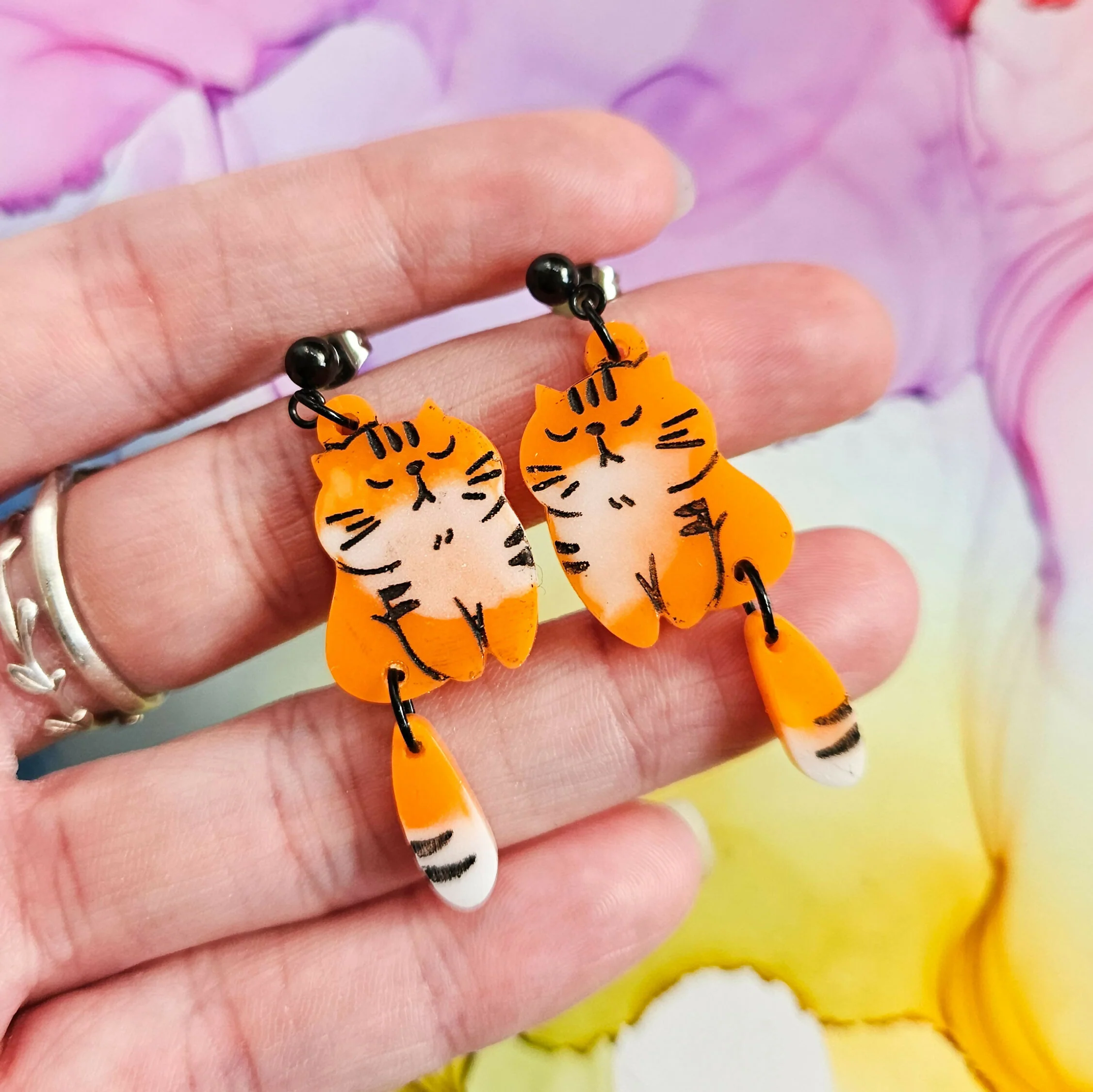 Handmade Ginger Cats Resin Earrings - Image 2