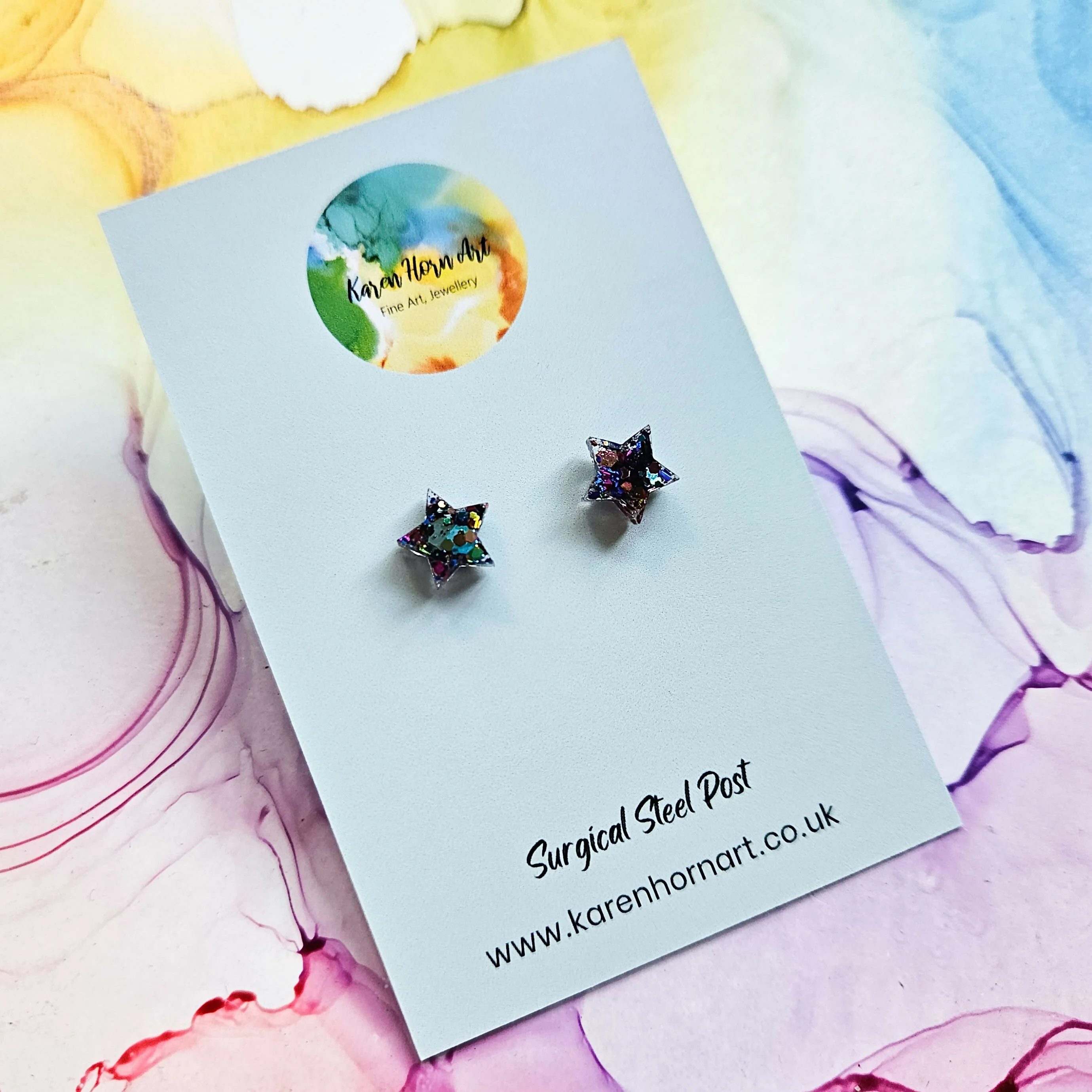 Handmade Glitter Stars Resin Studs - Image 4