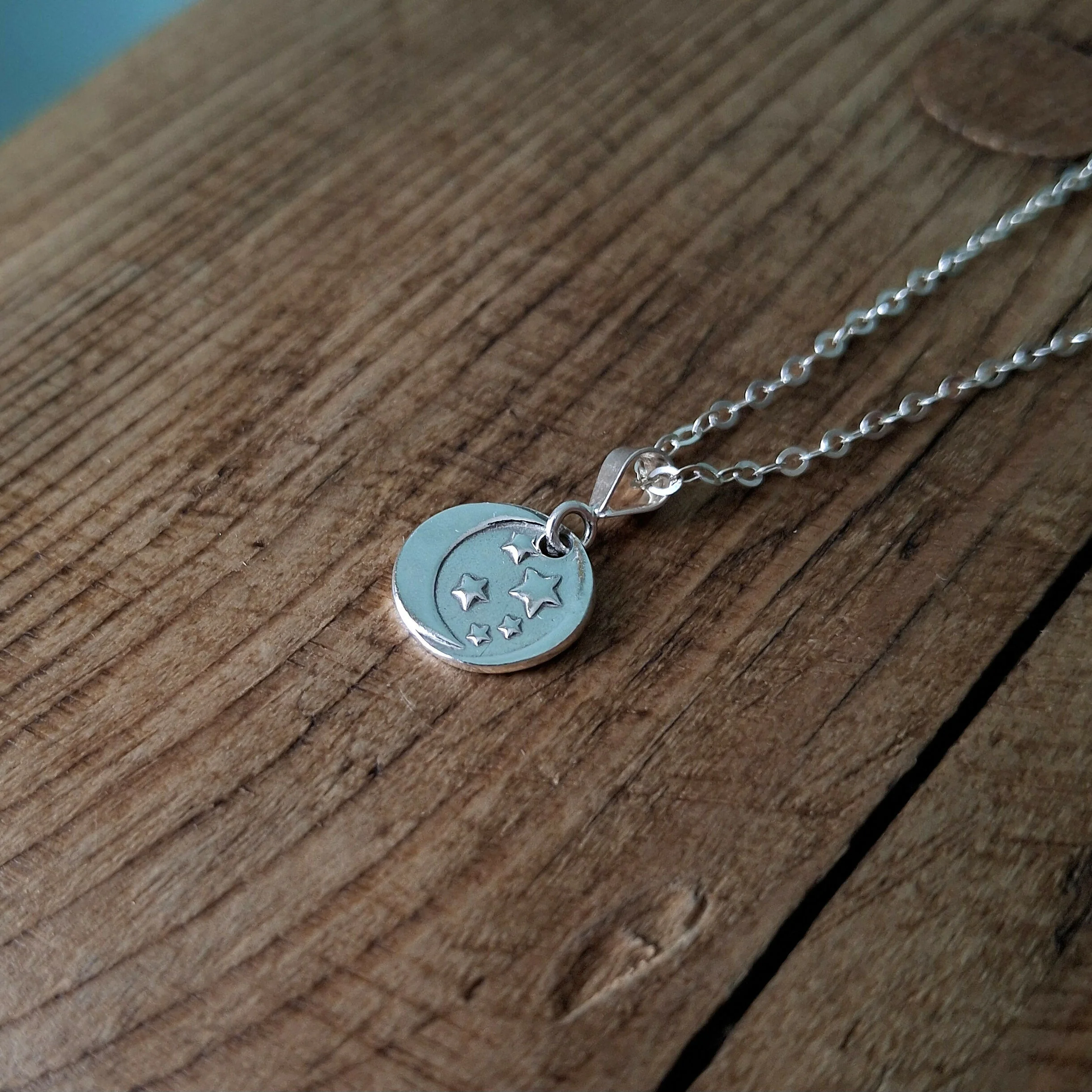 Handmade Moon And Stars Silver Necklace - Image 2