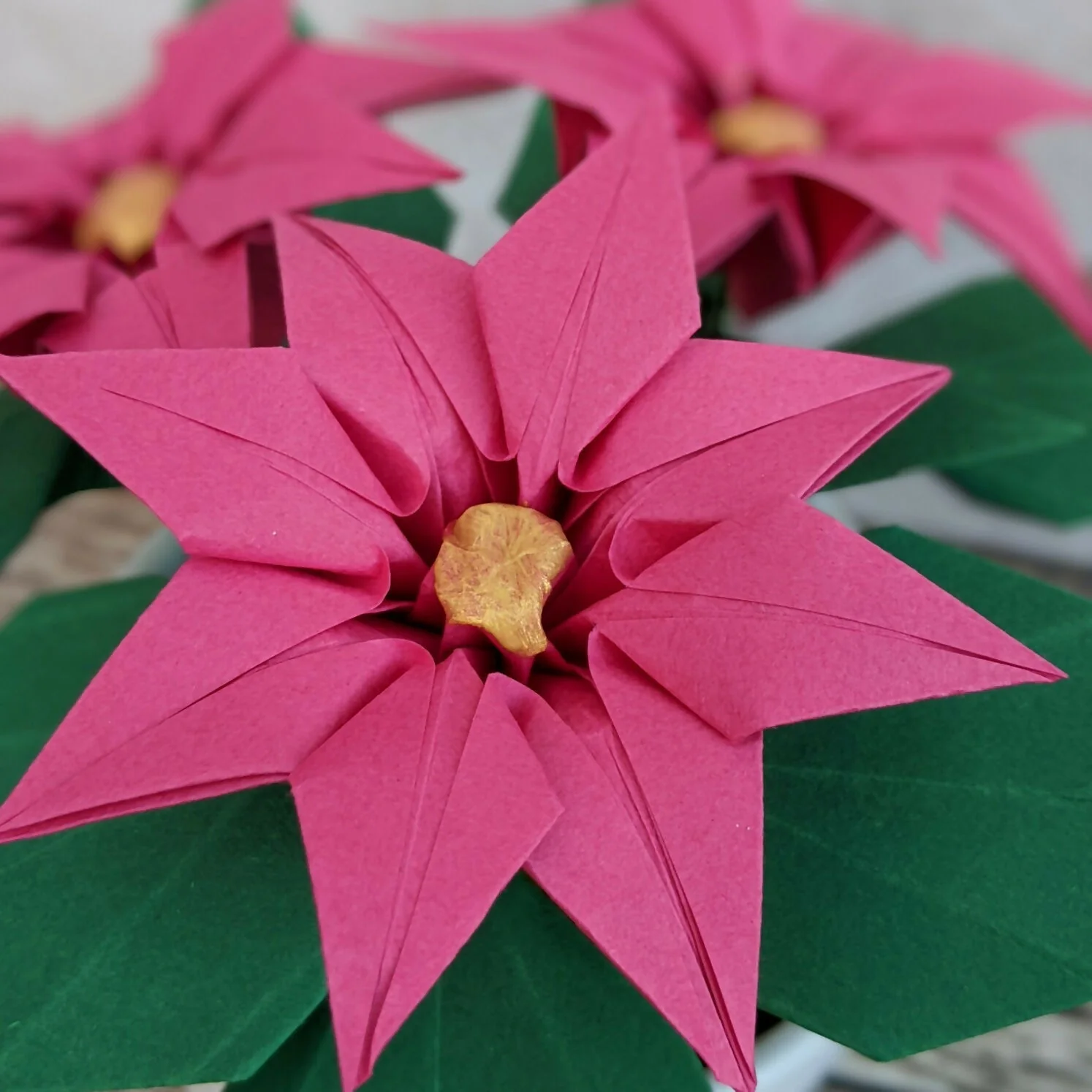 Handmade Origami Paper Poinsettia Plant in Ceramic Pot - Image 4