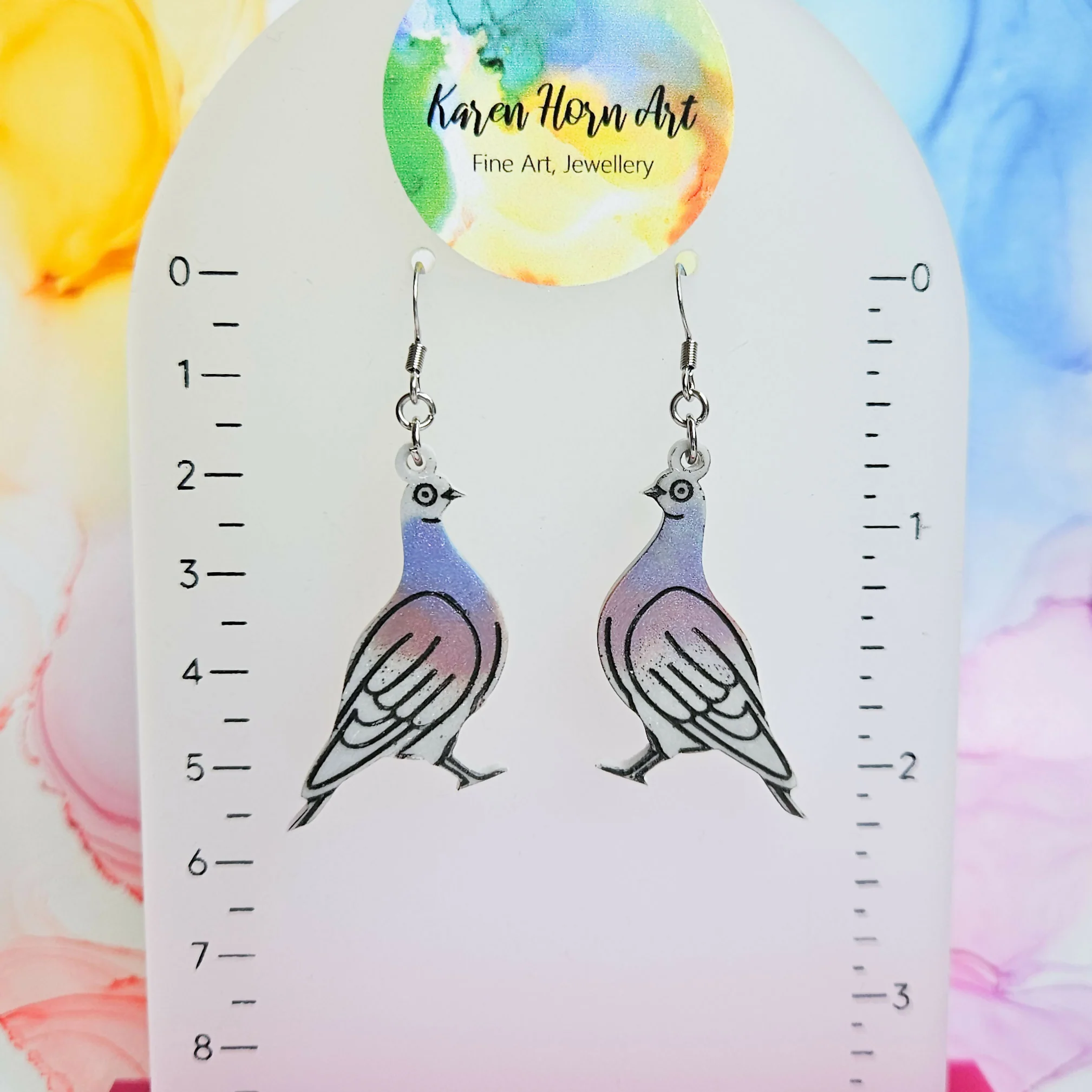 Handmade Pigeon Resin Earrings - Image 5