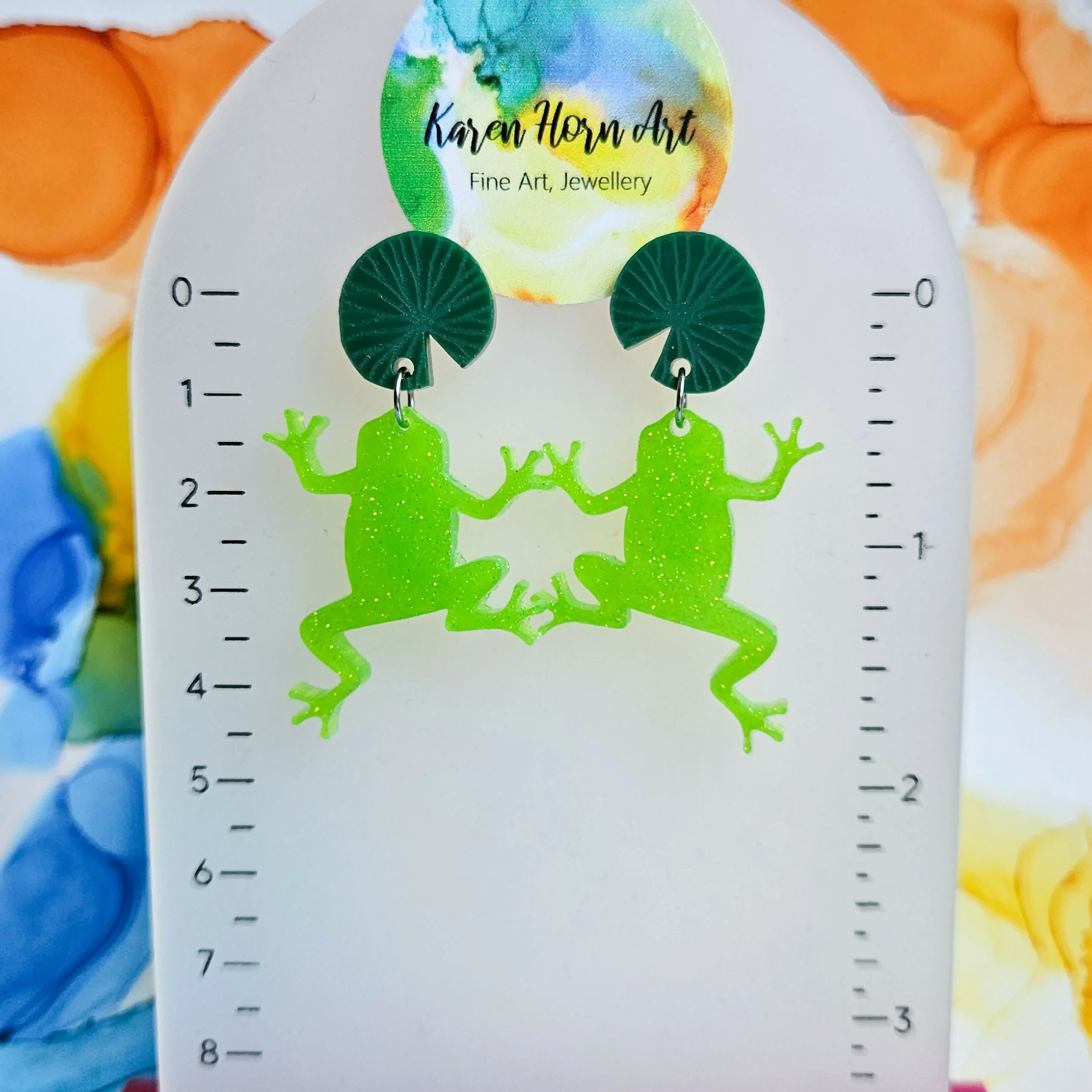 Handmade Resin Frog Earrings - Image 2